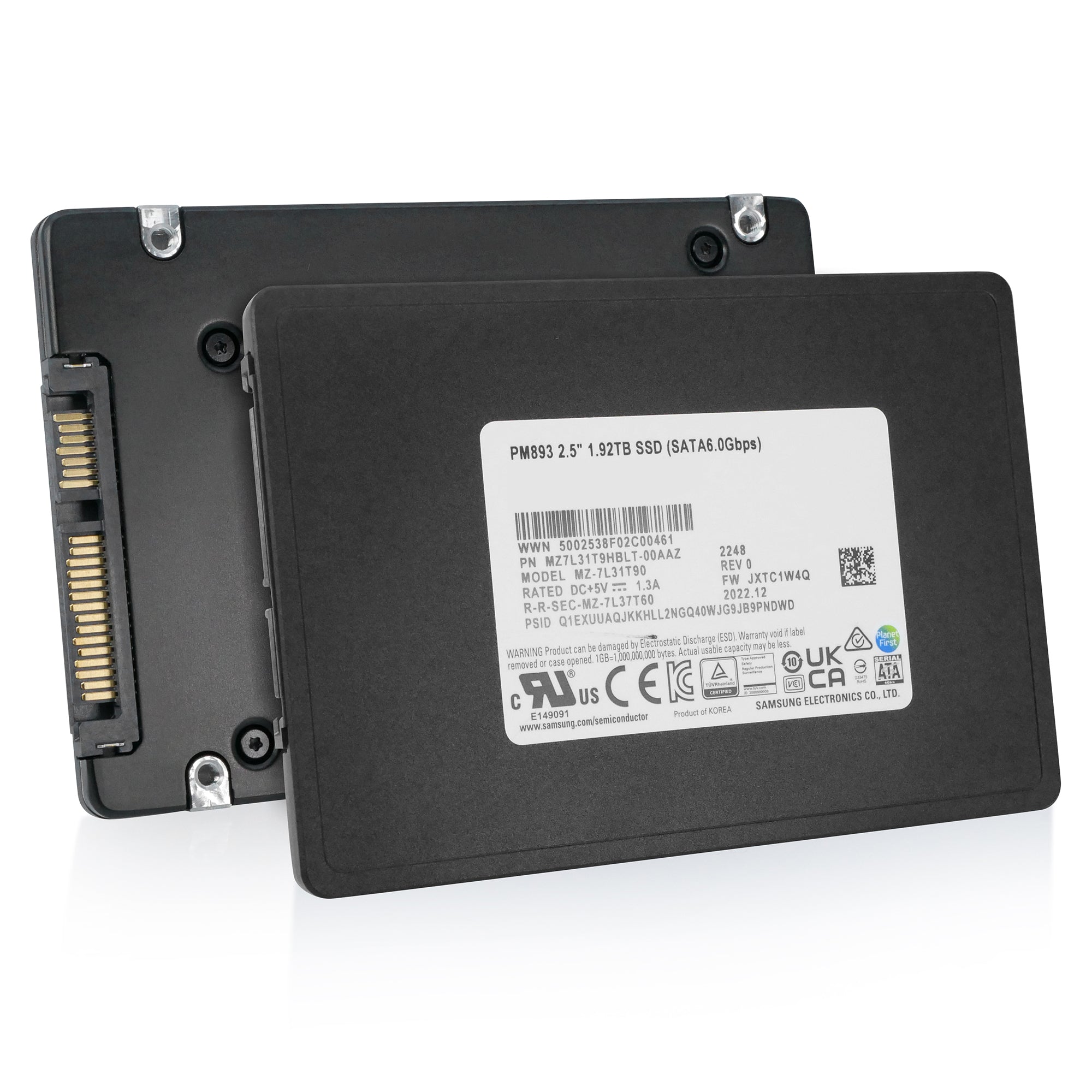 Samsung PM893 MZ7L31T9HBLT MZ-7L31T90 1.92TB 3,504 TBW SATA 6Gb/s V-NAND TLC 2.5in Solid State Drive