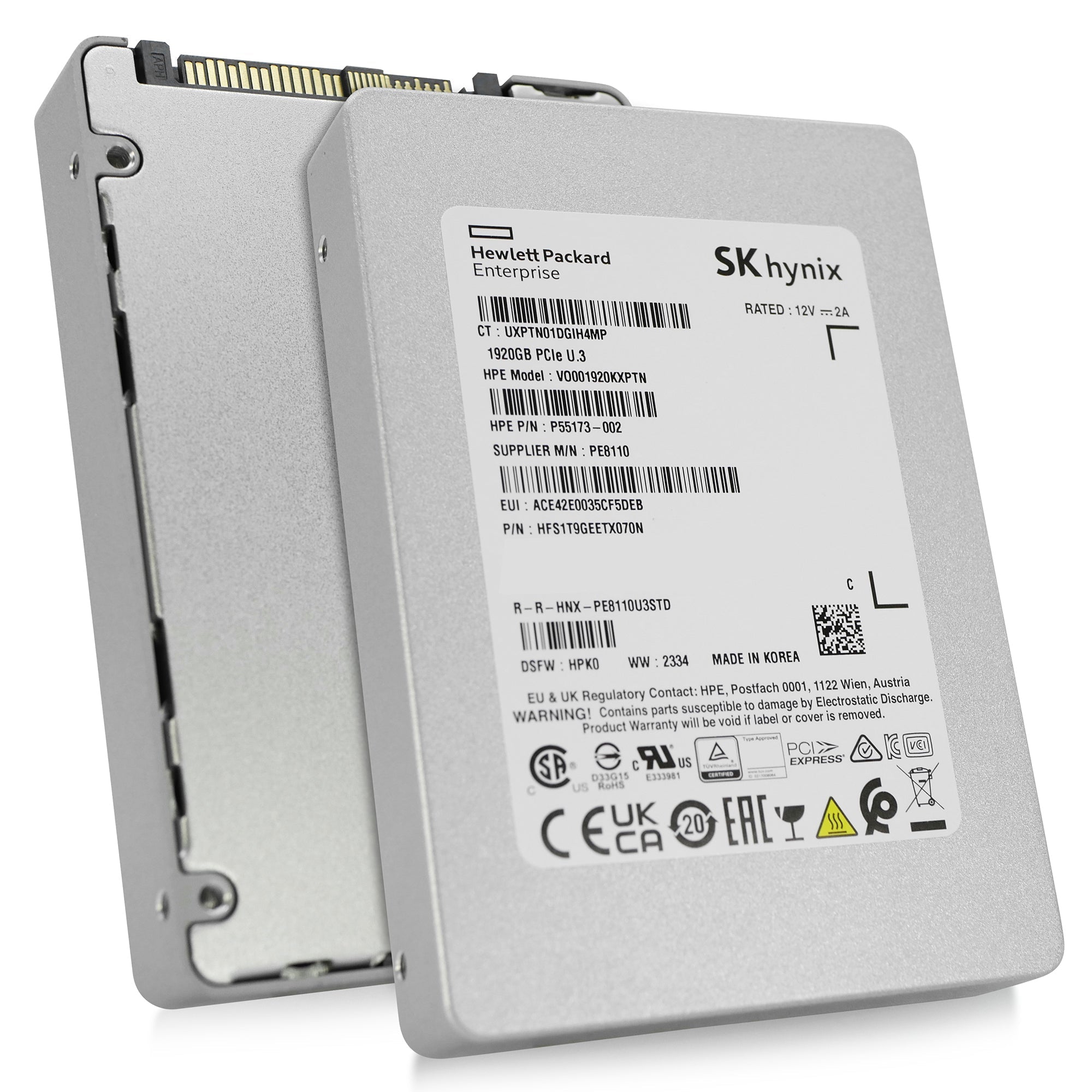 HP/SK hynix PE8110 HFS1T9GEETX070N P55173-002 1.92TB 1 DWPD PCIe Gen 4.0 x4 8GB/s 4D V6 TLC U.3 NVMe 2.5in Solid State Drive