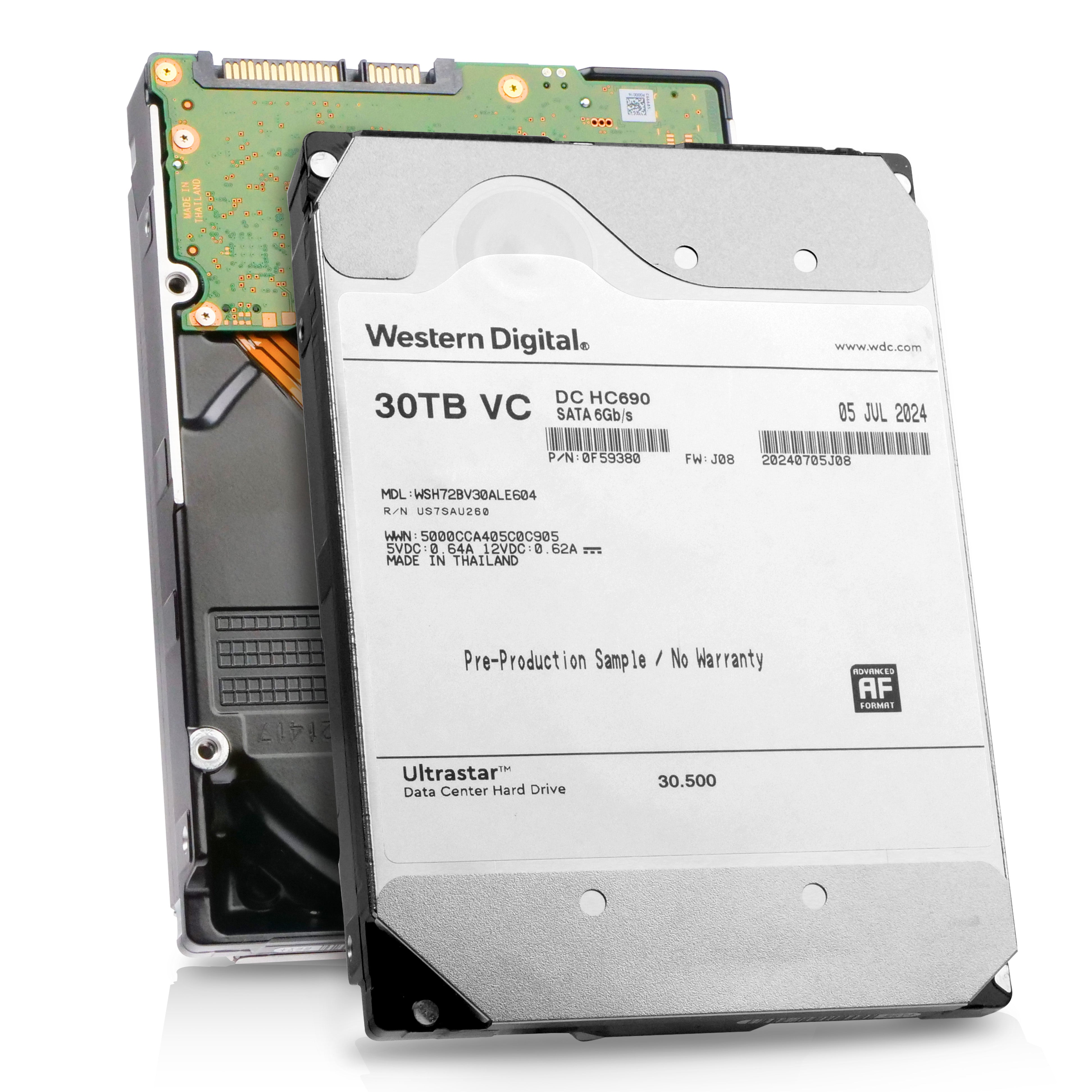 Western Digital Ultrastar DC HC690 WSH72BV30ALE604 0F59380 30TB Host-Managed SMR 7.2K RPM SATA 6Gb/s 512e 3.5in Refurbished HDD