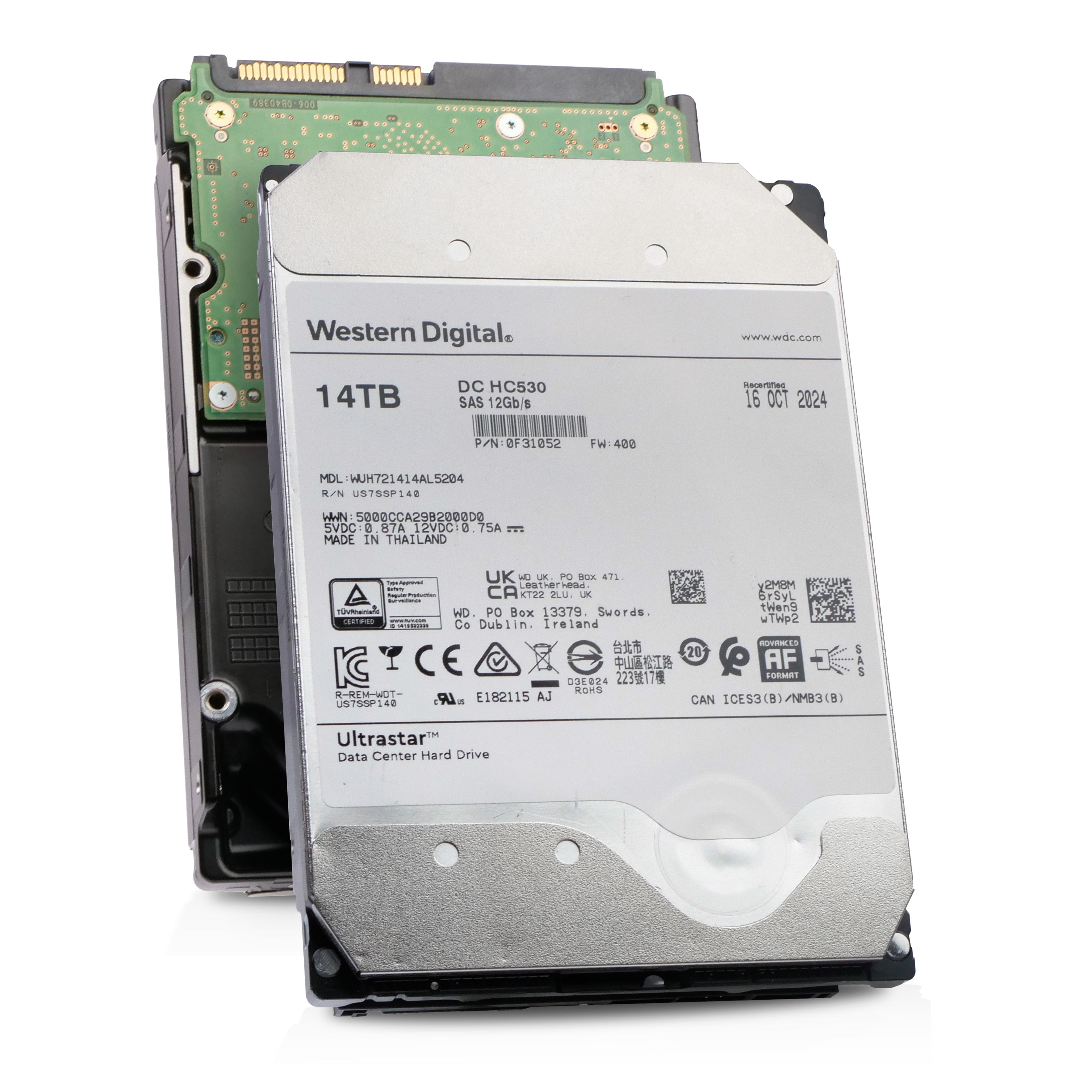 Western Digital Ultrastar DC HC530 WUH721414AL4204 0F31052 14TB 7.2K RPM SAS 12Gb/s 512e 512MB 3.5in Recertified HDD