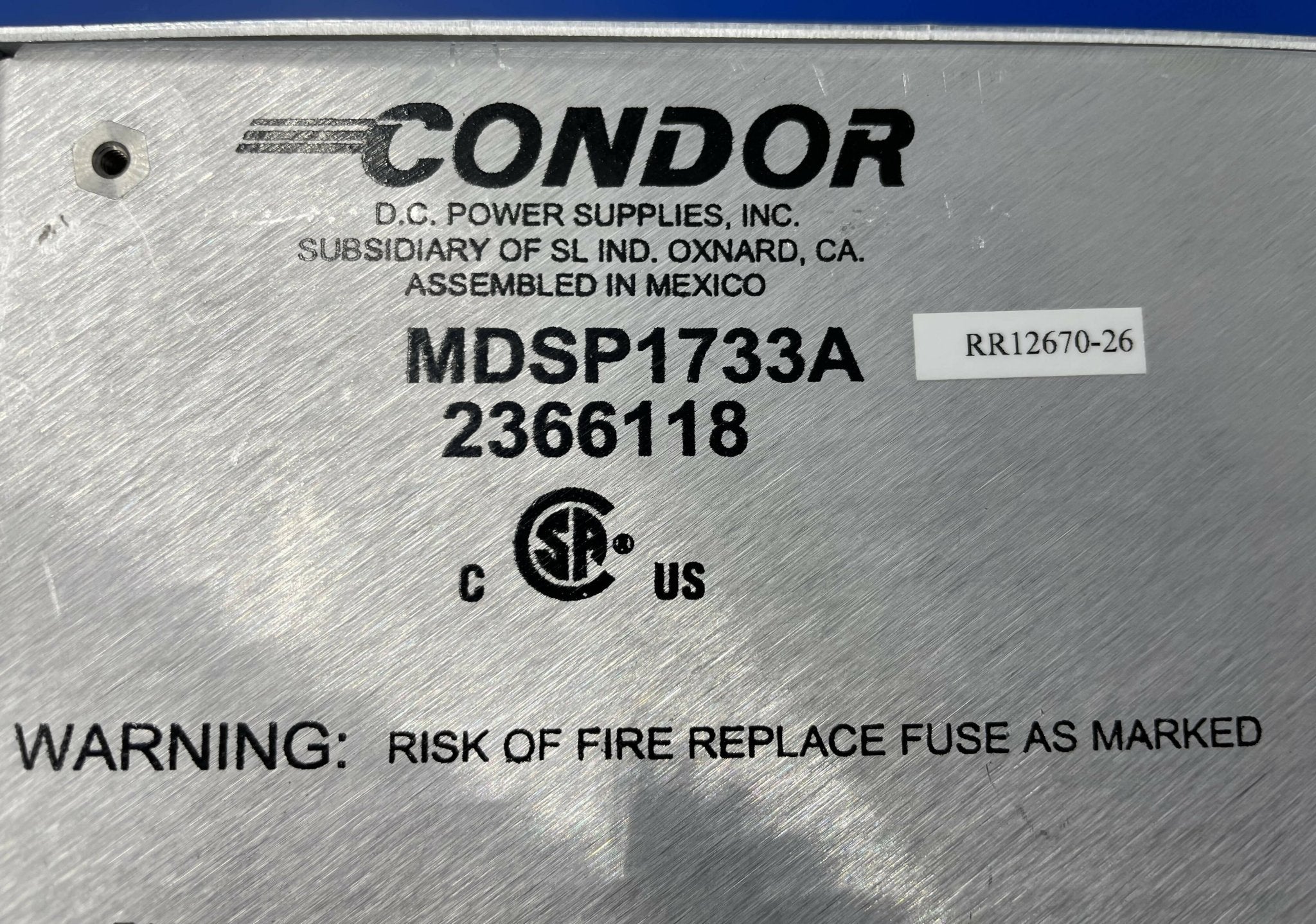 CONDOR DC POWER SUPPLY (MDSP1733A/2366118 GE