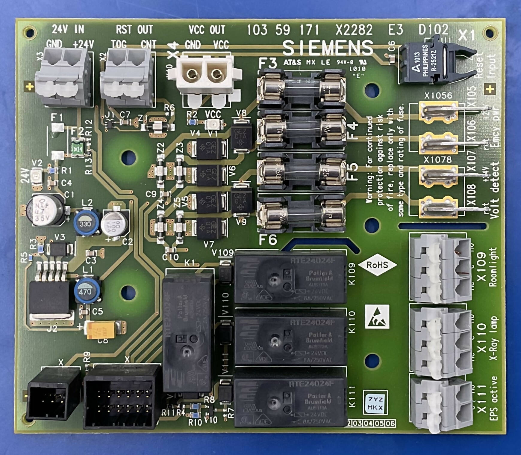 Siemens 10359171 - D102 External Interface Reset PCB Board Front View | Alo Tech Solutions