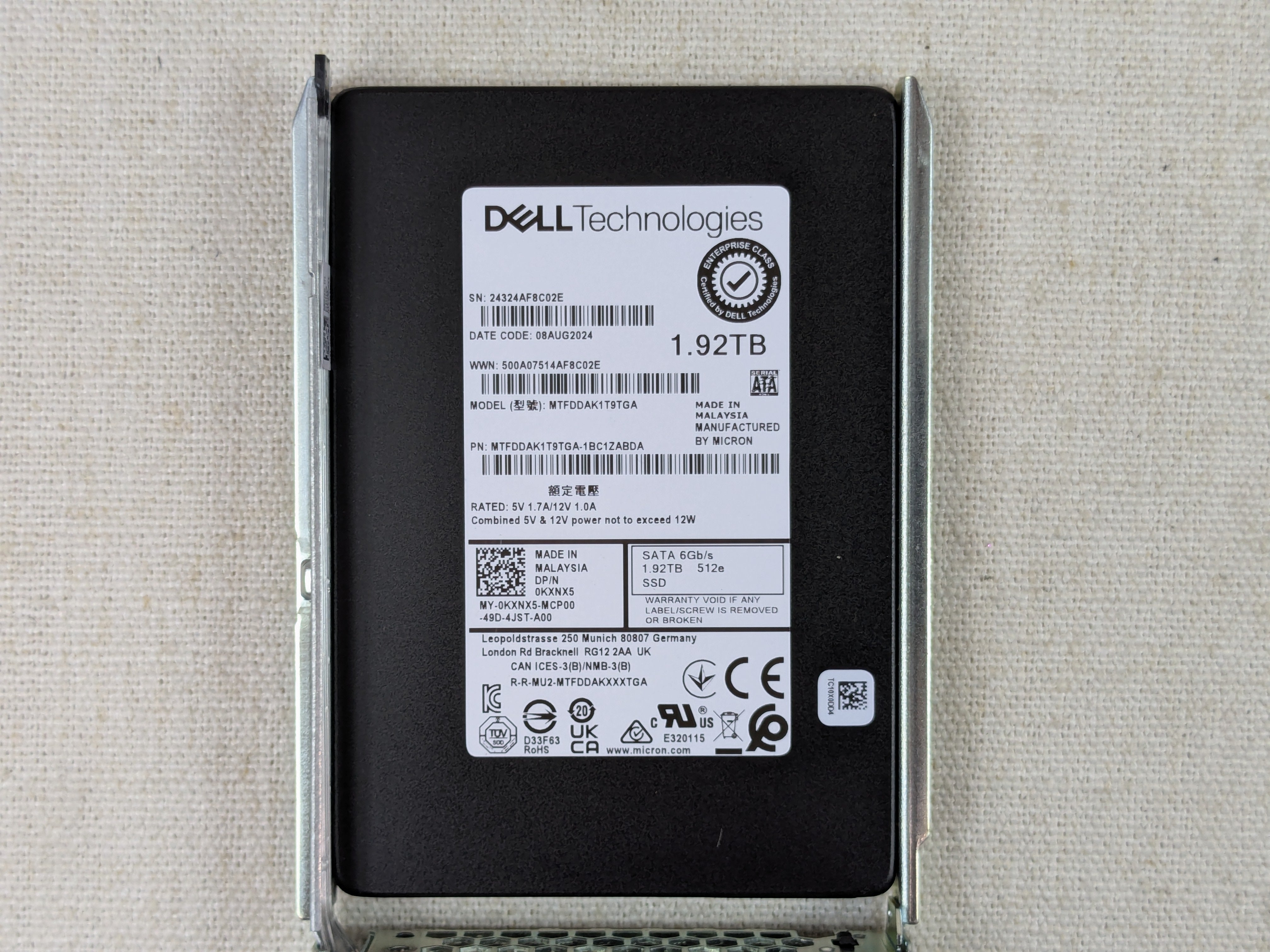 Dell KXNX5 1.92TB 6Gb/s 2.5" SATA RI SSD MTFDDAK1T9TGA