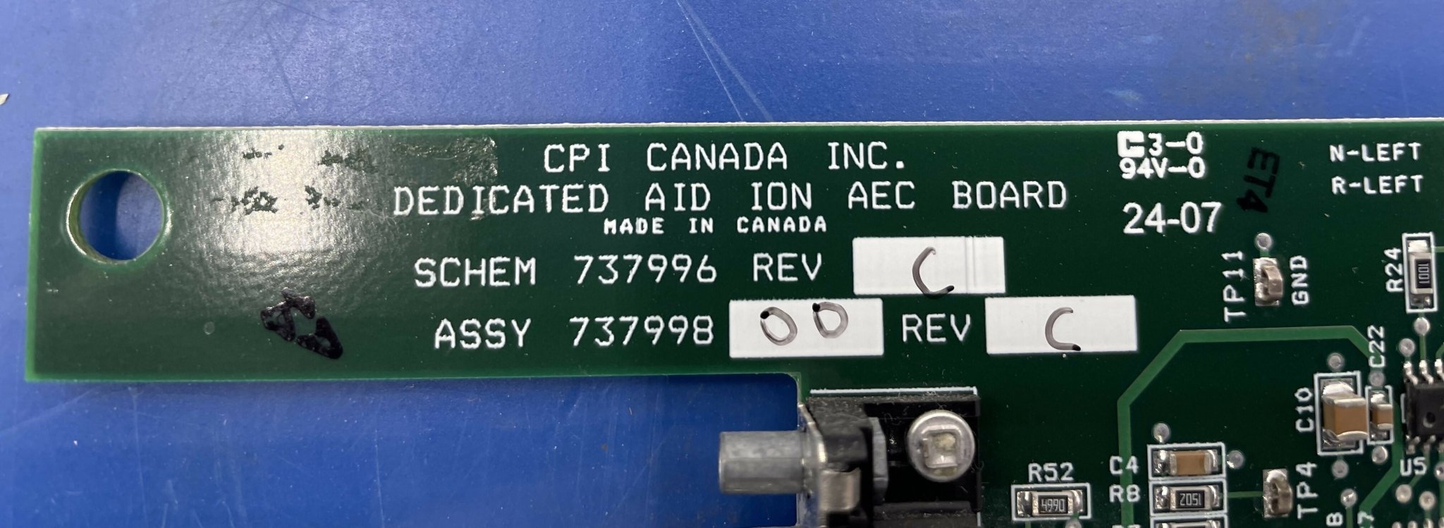 DEDICATED AID ION AEC PCB (727998-00 REVC/727996 CPI