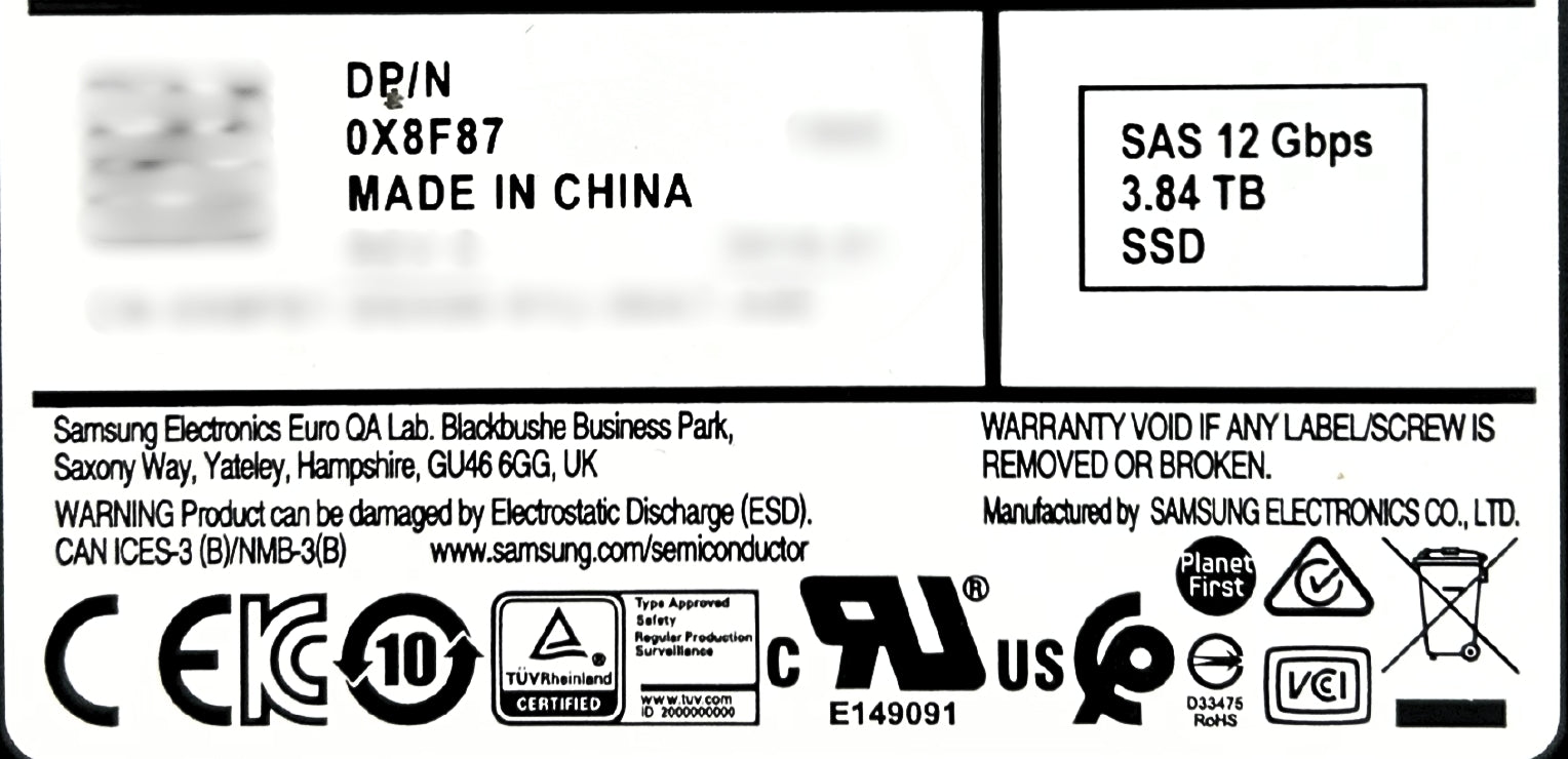 Dell 0X8F87 3.84TB SSD SAS 2.5" 12G RI