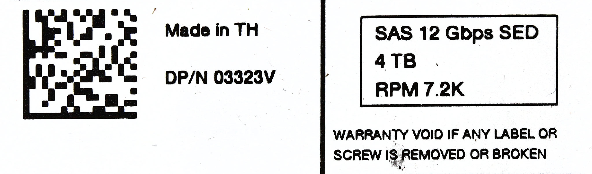 Dell 3323V 4TB 7.2K SAS 3.5 12G SED ST4000NM015A / 2HZ220-251