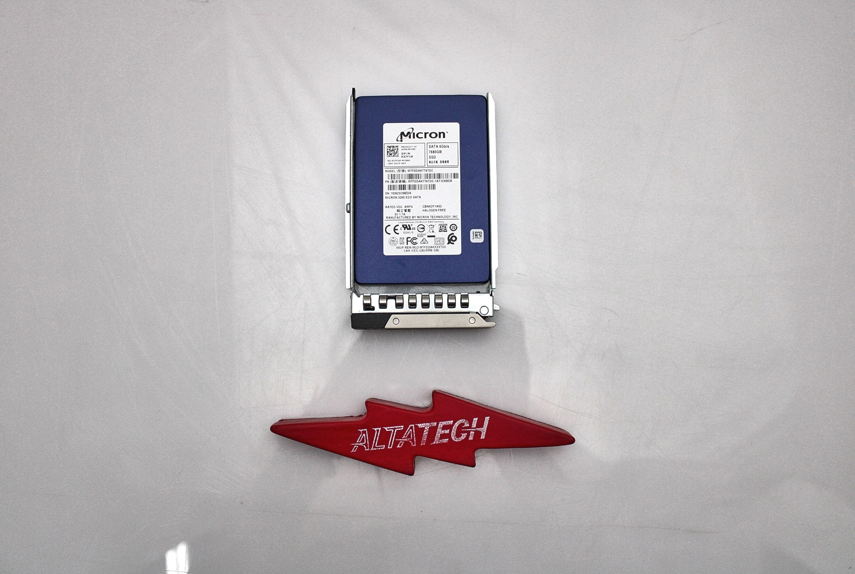 Dell 3JY18 7.68TB SSD SATA 2.5 6G MICRON 5200 MTFDDAK7T6TDC-1AT1ZABYY