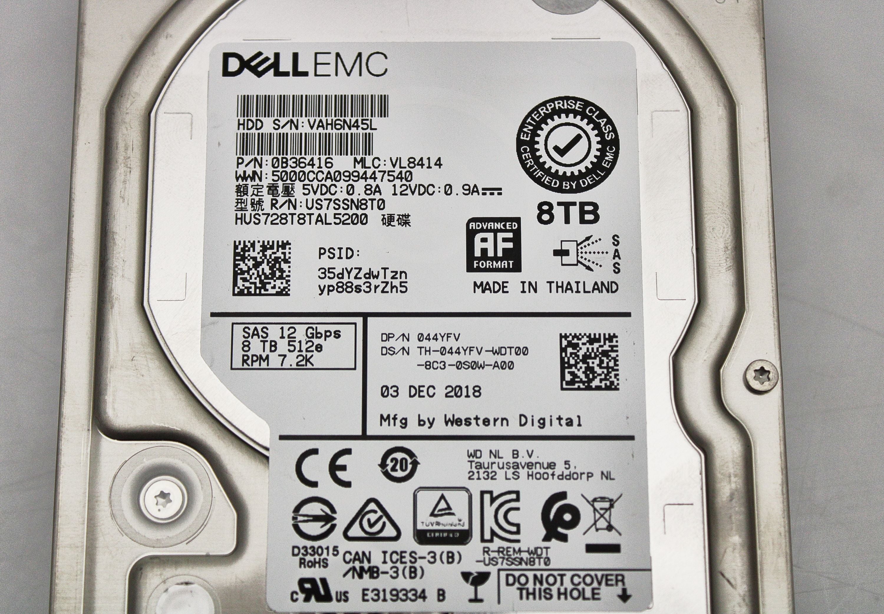 Dell 44YFV 8TB 7.2K SAS 3.5 12G HUS728T8TAL5200 / 0B36416 HDD ME4