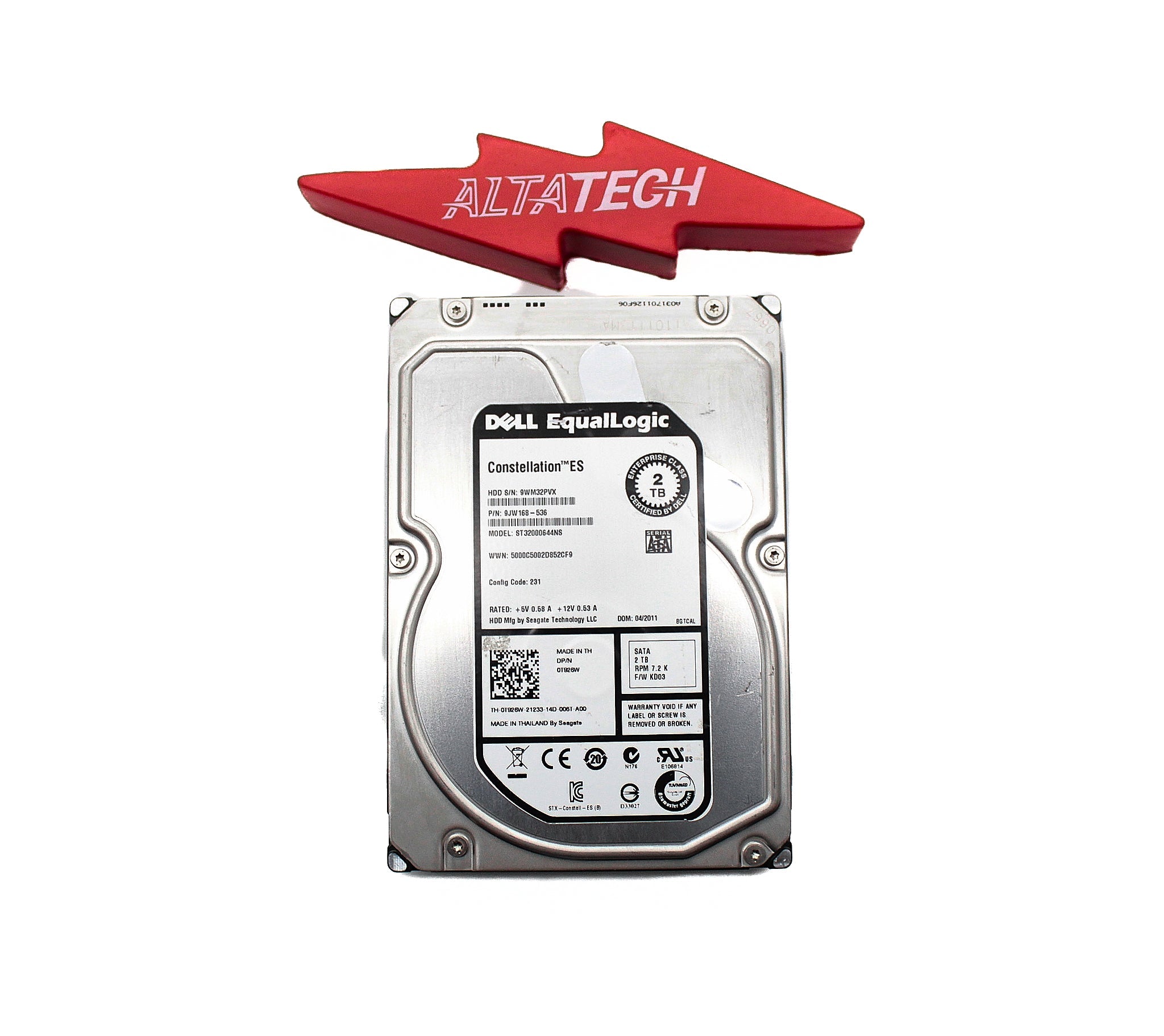 Dell 9JW168-536-EQL 2TB 7.2K SATA 3.5 6G ST32000644NS / 9JW168-536