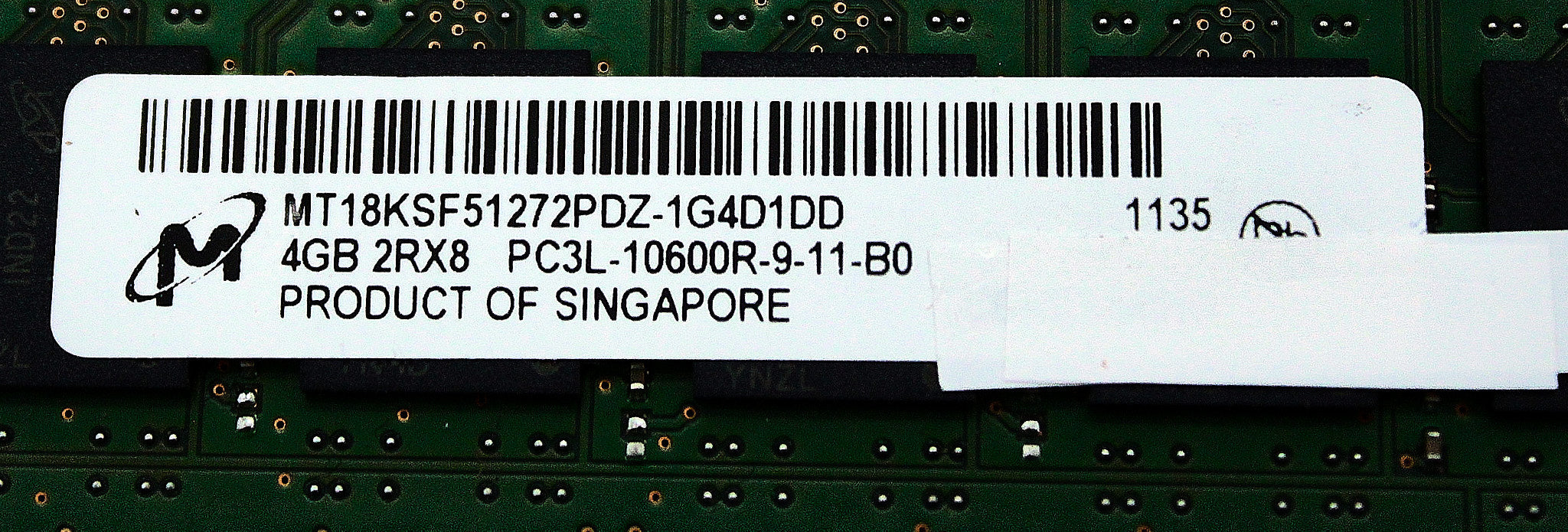 Dell MT18KSF51272PDZ-1G4D 4GB PC3L-10600R DDR3-1333 2RX8 ECC