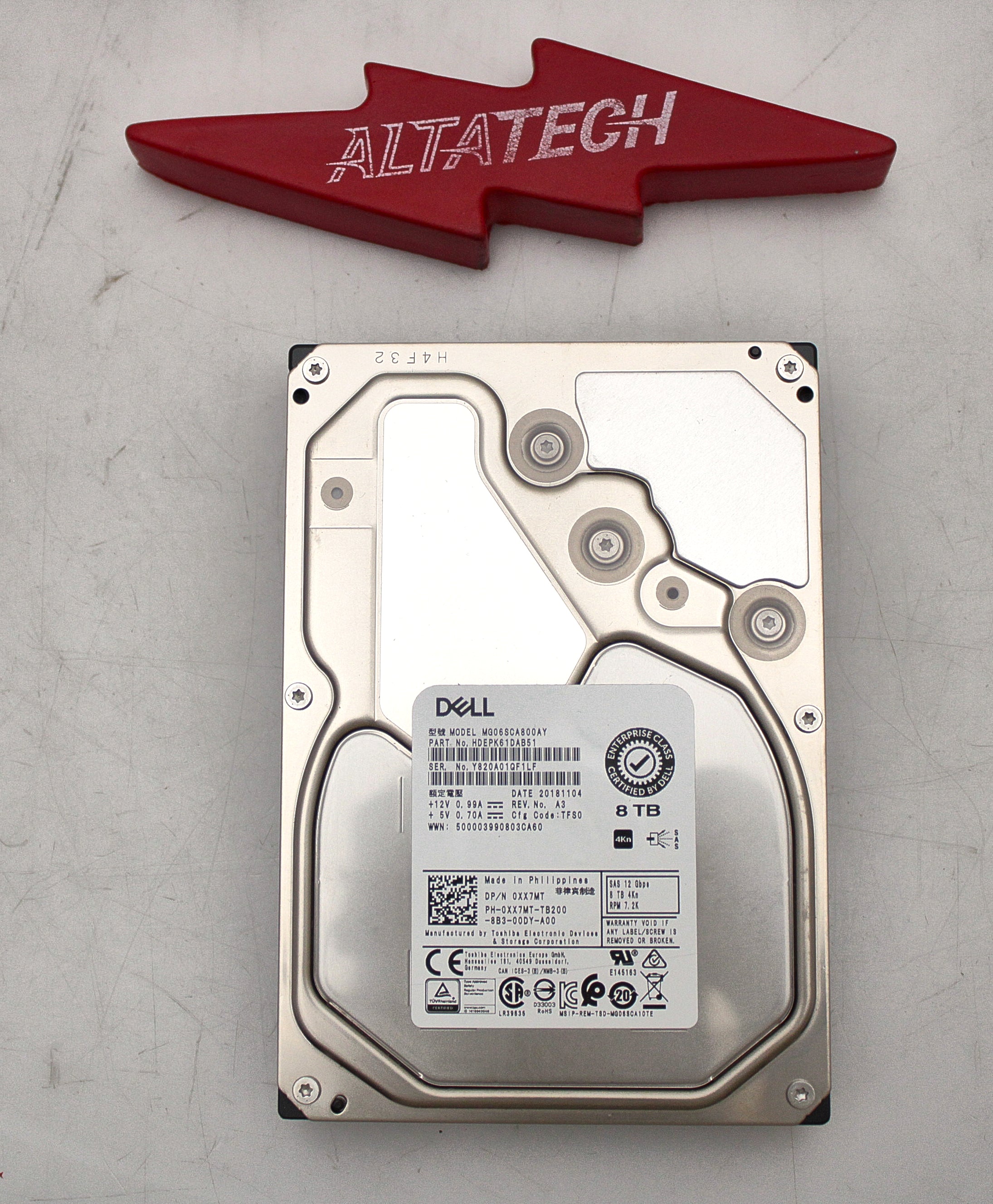 Dell XX7MT 8TB 7.2K SAS 3.5 12G 4K MG06SCA800AY / HDEPK61DAB51