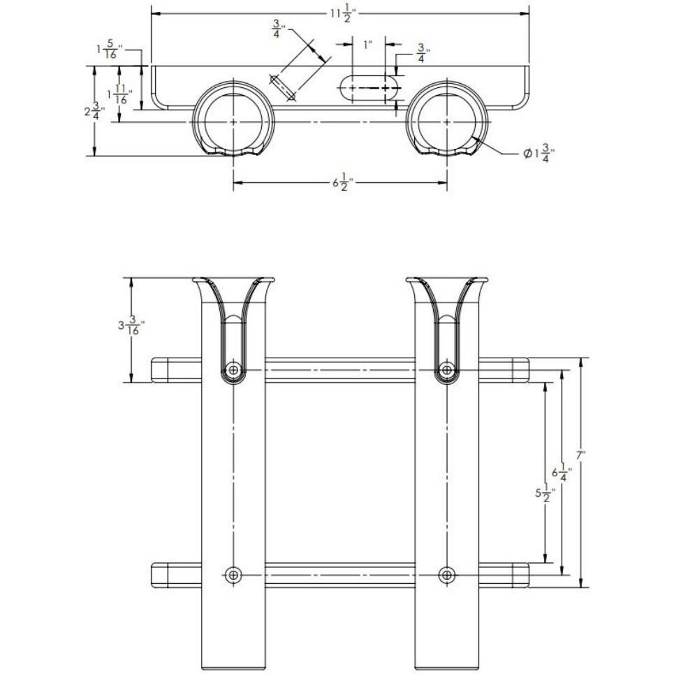 Taco Metals P03-062W Polyethylene 2-Rod Rack, White