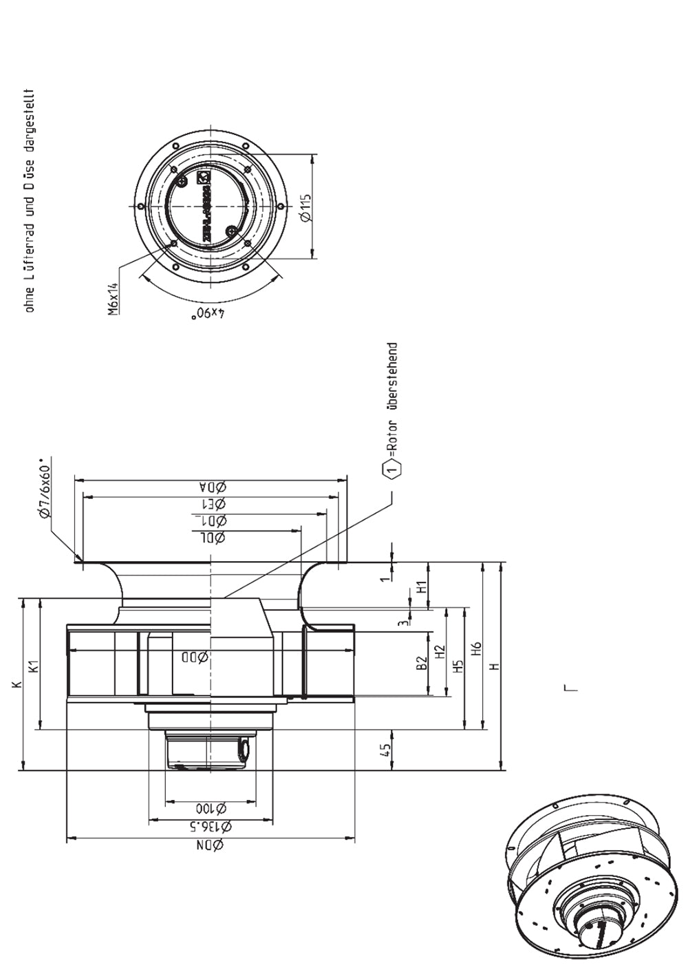 RH28M-2DK.3F.1R MK092-2DK.10.U ZIEHL-ABEGG centrifugal fan for Siemens 6ES70 VFD Inverters Fan