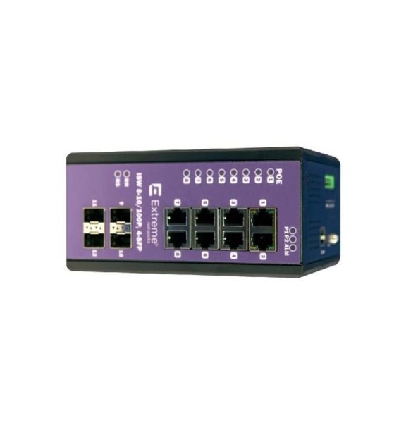 16802 - Extreme Network ISW 8-Ports 10/100BASE-T PoE+ Layer 2 DIN Rail-mountable Managed Network Switch with 4-Ports SFP