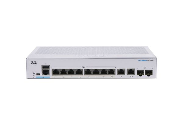 CBS350-8T-E-2G - Cisco Business 350 Series 8-Ports 10/100/1000BASE-T Ethernet Layer 3 Rack-mountable Managed Network Switch with 2-Ports SFP