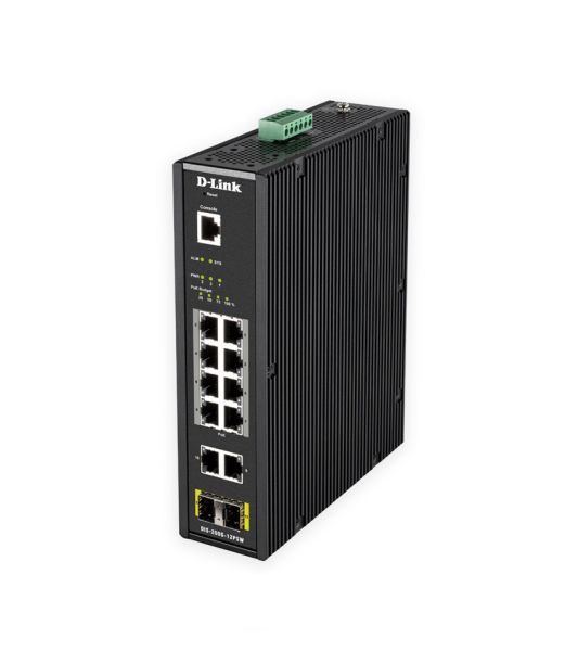 DIS-200G-12PSW - D-Link 10-Ports 10/100/1000BASE-T Ethernet Rack-mountable Network Switch with 2-Ports SFP