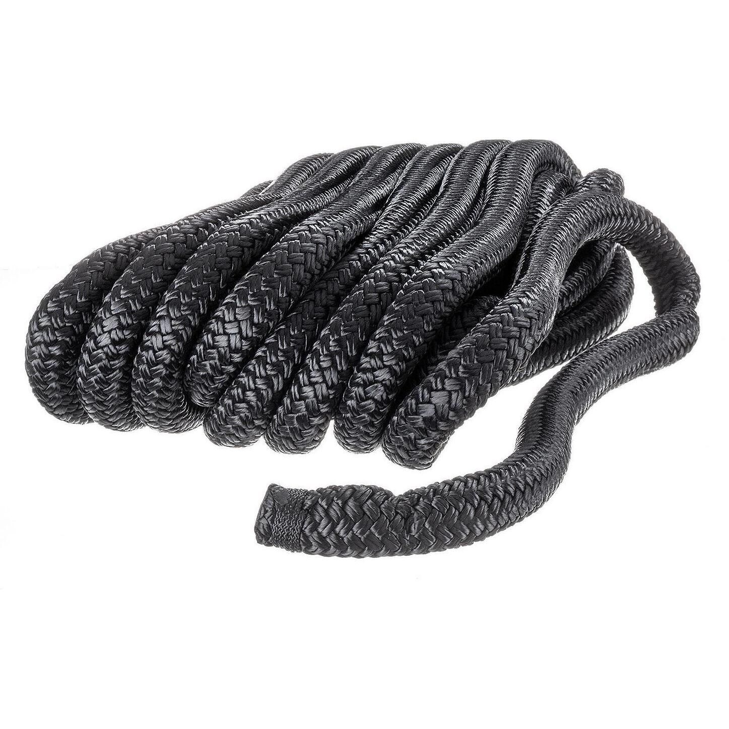 Seachoice Double-Braid Nylon Dock Line w/ Eye Splice, Pre-Shrunk, Heat Stabilized, 3/4 In. X 35 Ft., Black