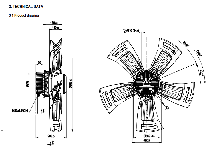 A3G910-AV12-09 ebm-papst AC Axial Fan 380-480V 2.88KW 4.4A 1000rpm