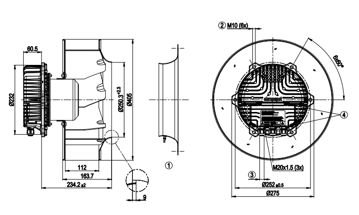 R3G355-AY40-01 Ebm-papst Centrifugal Fan | 1.7kW | 400V | 2600rpm | 2.6A