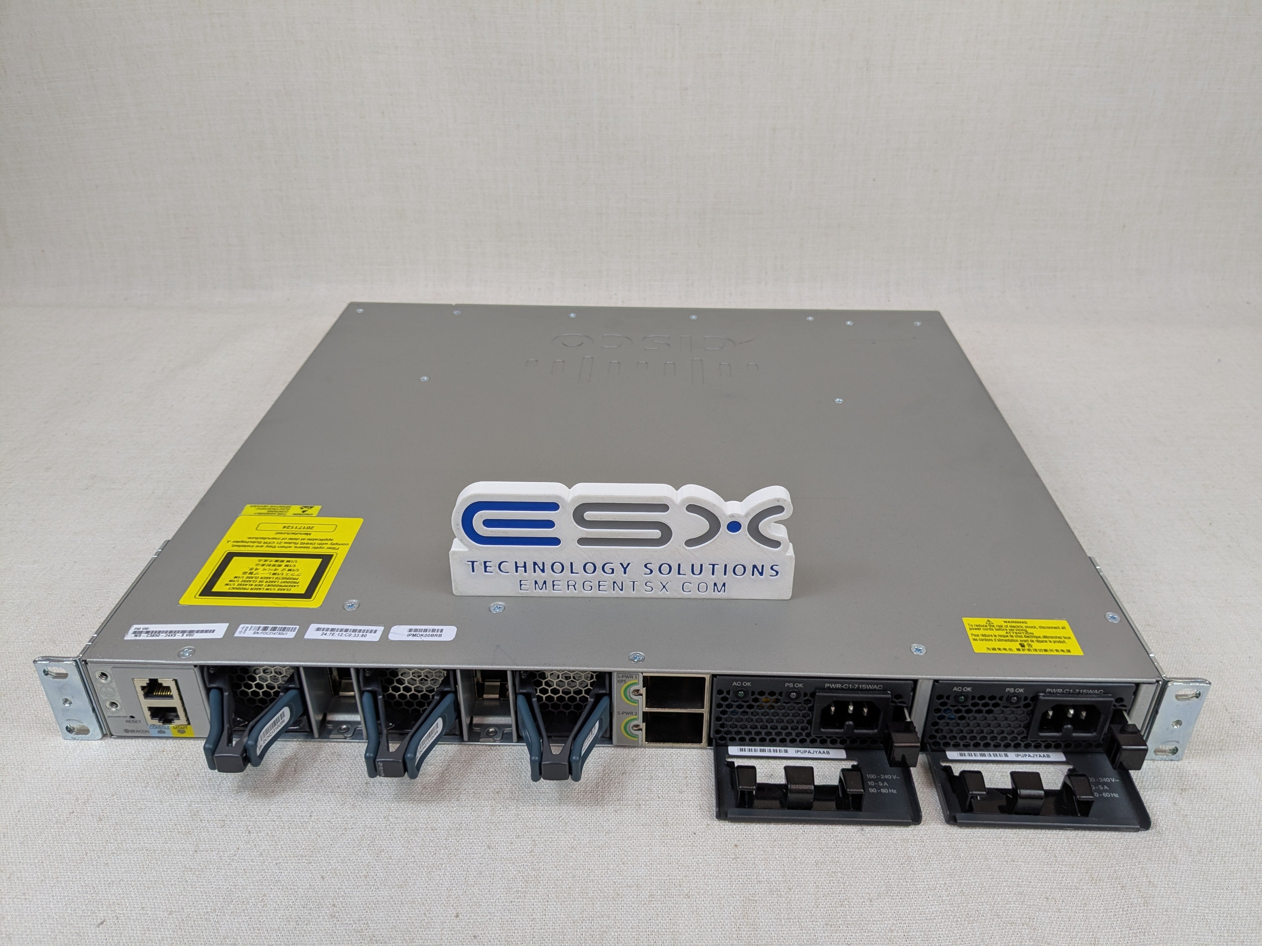 Cisco Catalyst WS-C3850-24XS-S 24-Port 10Gbe SFP+ L3 Switch 2x 715W PSU