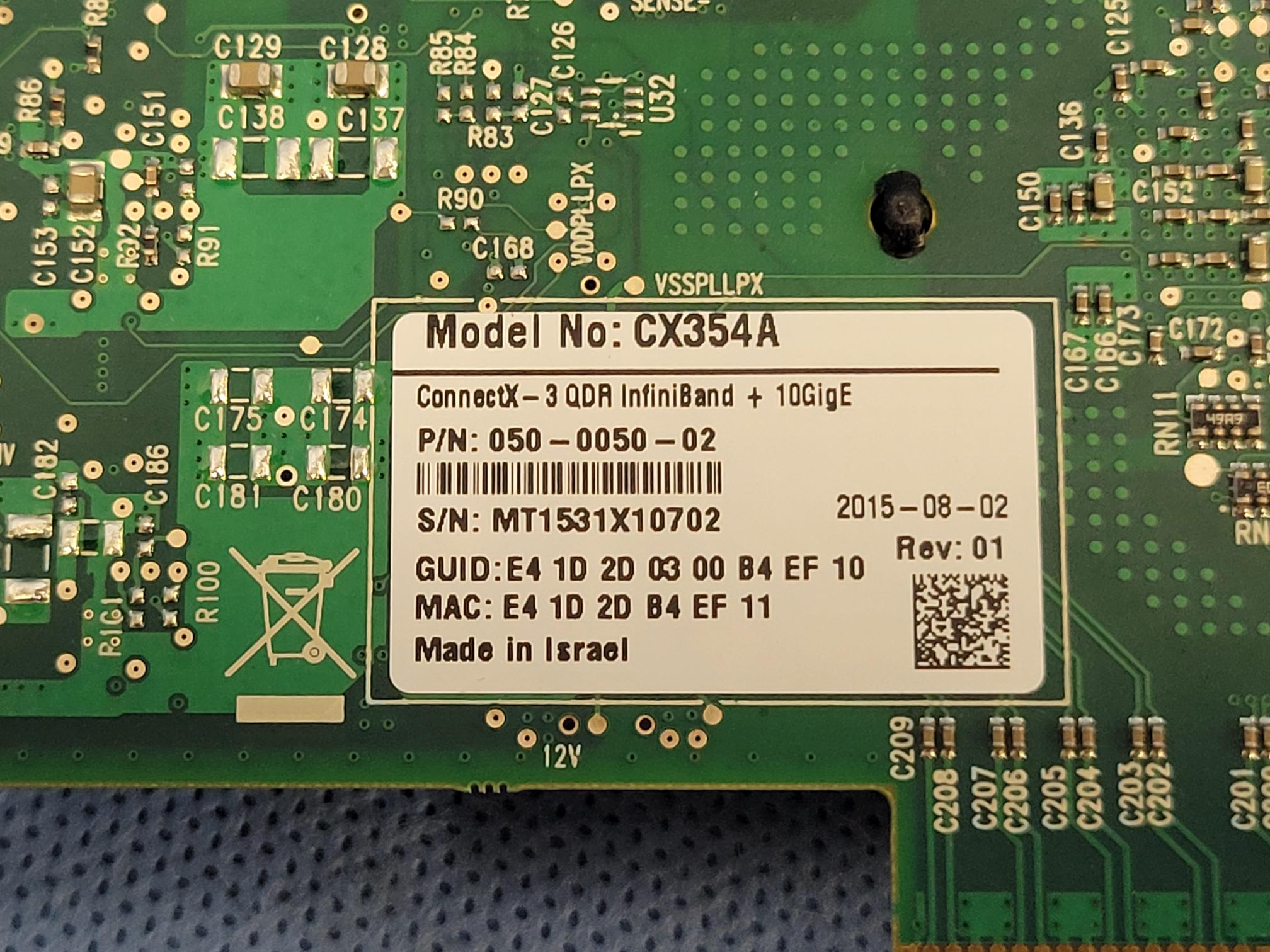 Isilon Mellanox CX354A ConnectX-3 QDR Infiniband + 10Gbe Low Profile 050-0050-02