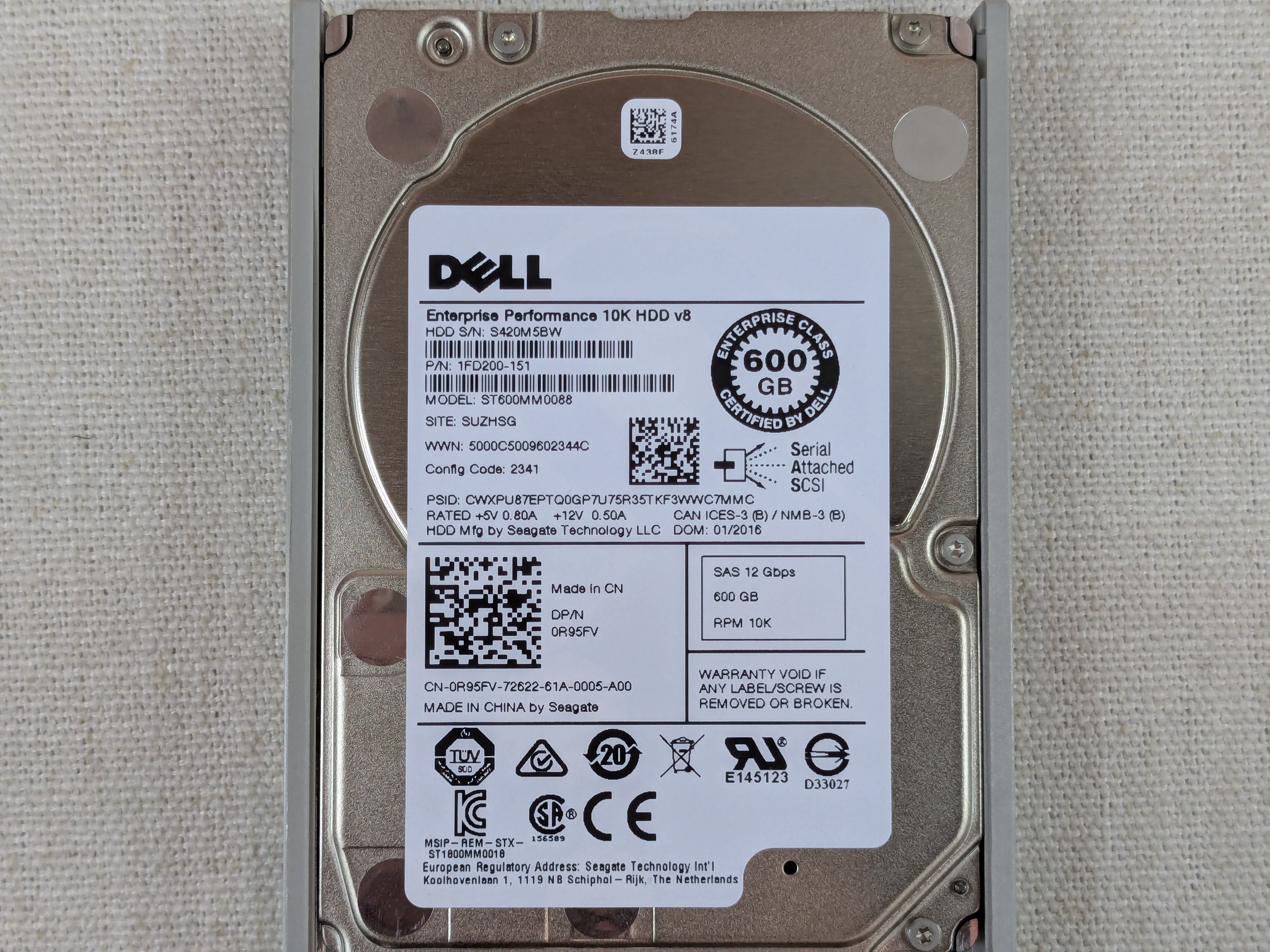 Dell R95FV 600GB 10k 12Gb/s 2.5" SAS Hard Drive Seagate ST600MM0088