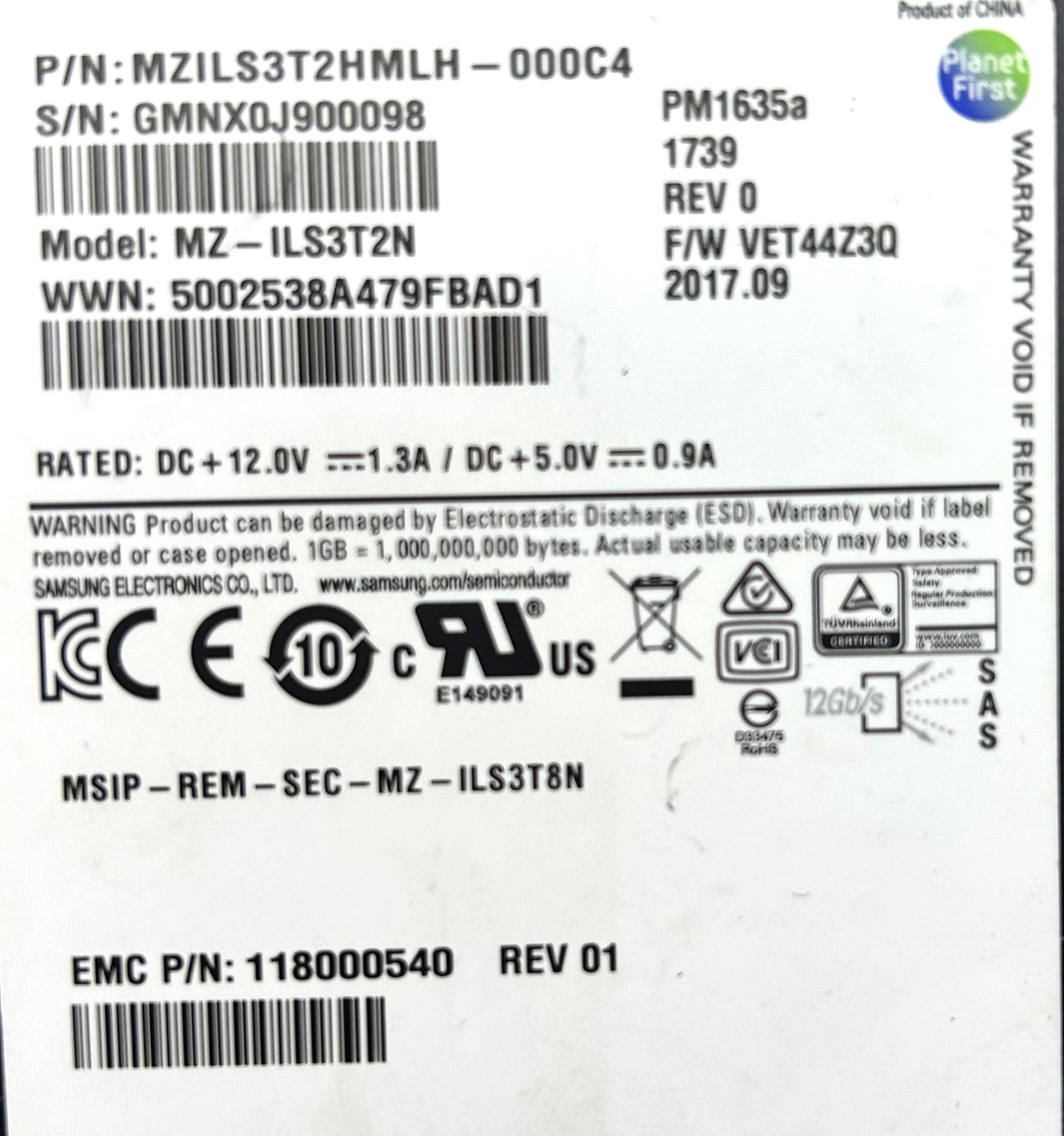 EMC 005052320 3.2TB SSD SAS 2.5 12G H500/H600