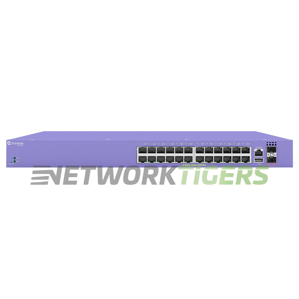Extreme 18102 V400-24p-10GE2 24x 1GB PoE+ RJ45 2x 10GB SFP+ Switch