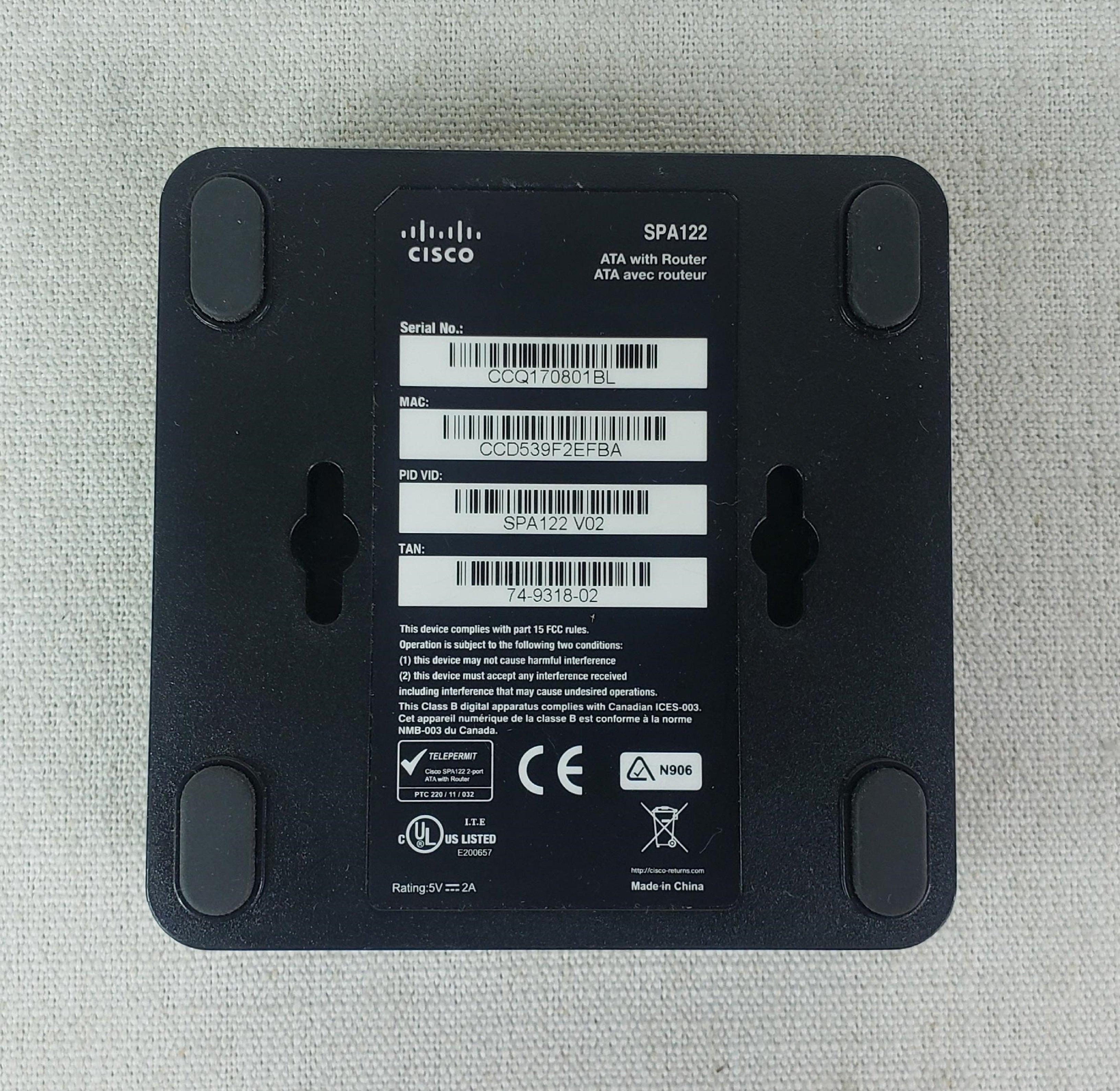 Cisco SPA122 ATA with Router 2 Port VOIP