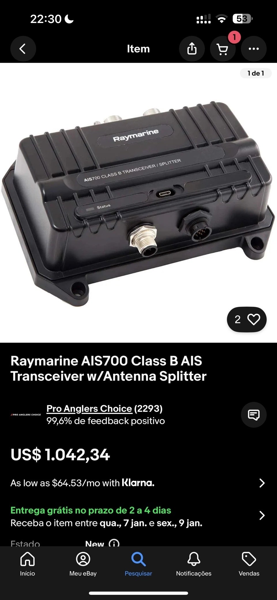 Raymarine AIS700 Class B AIS With Splitter