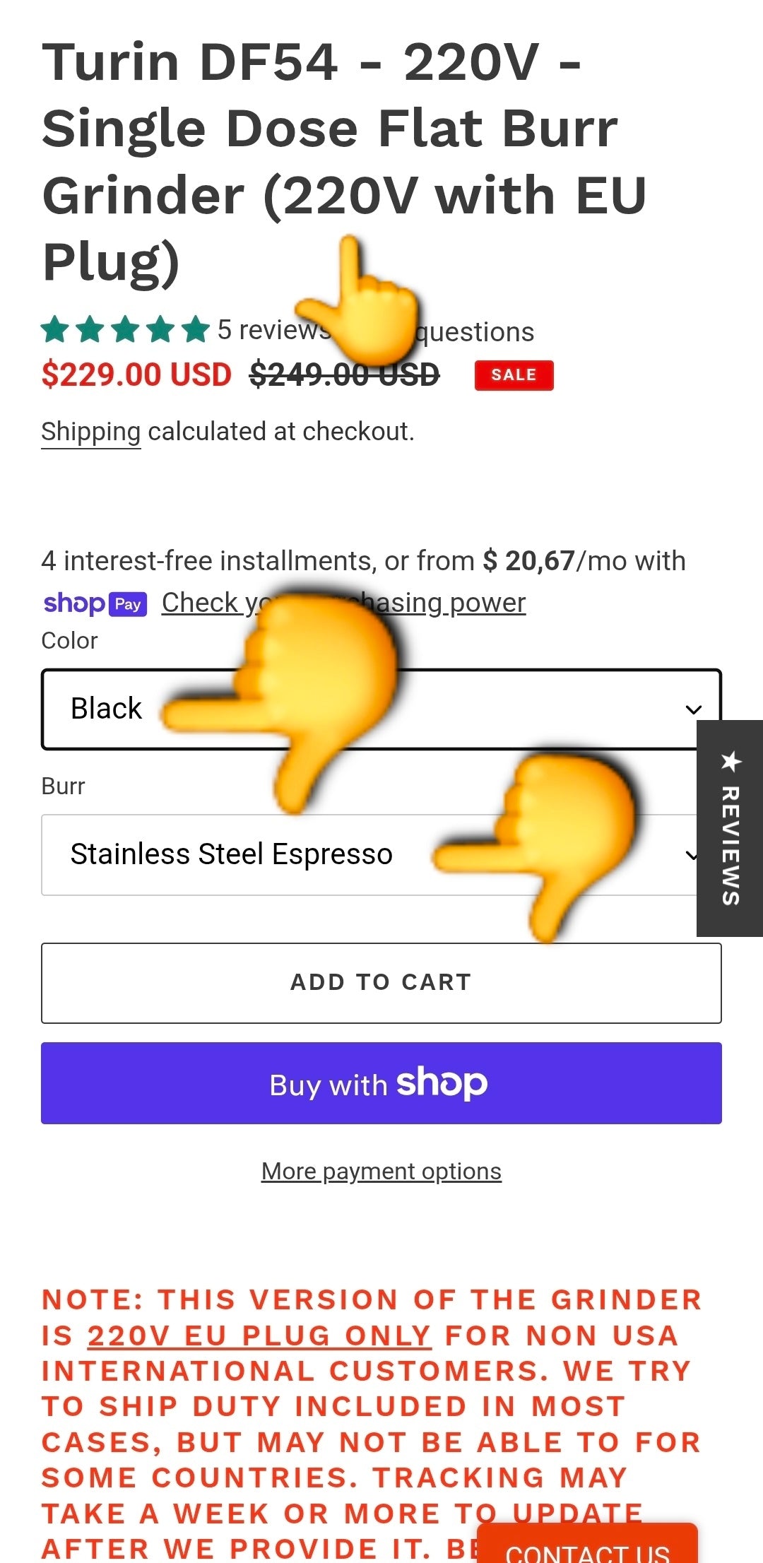 Turin DF54 - 220V - Single Dose Flat Burr Grinder (220V with EU Plug)