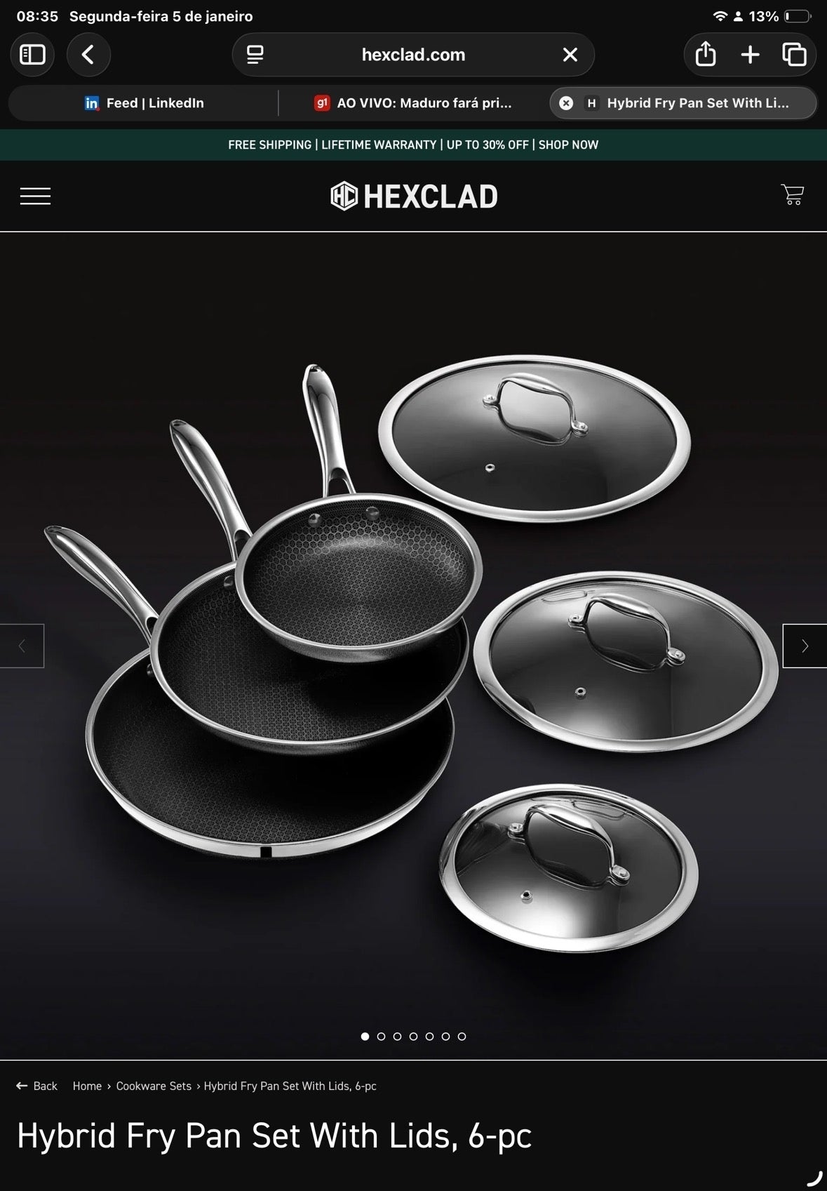 Hybrid Fry Pan Set With Lids, 6-pc