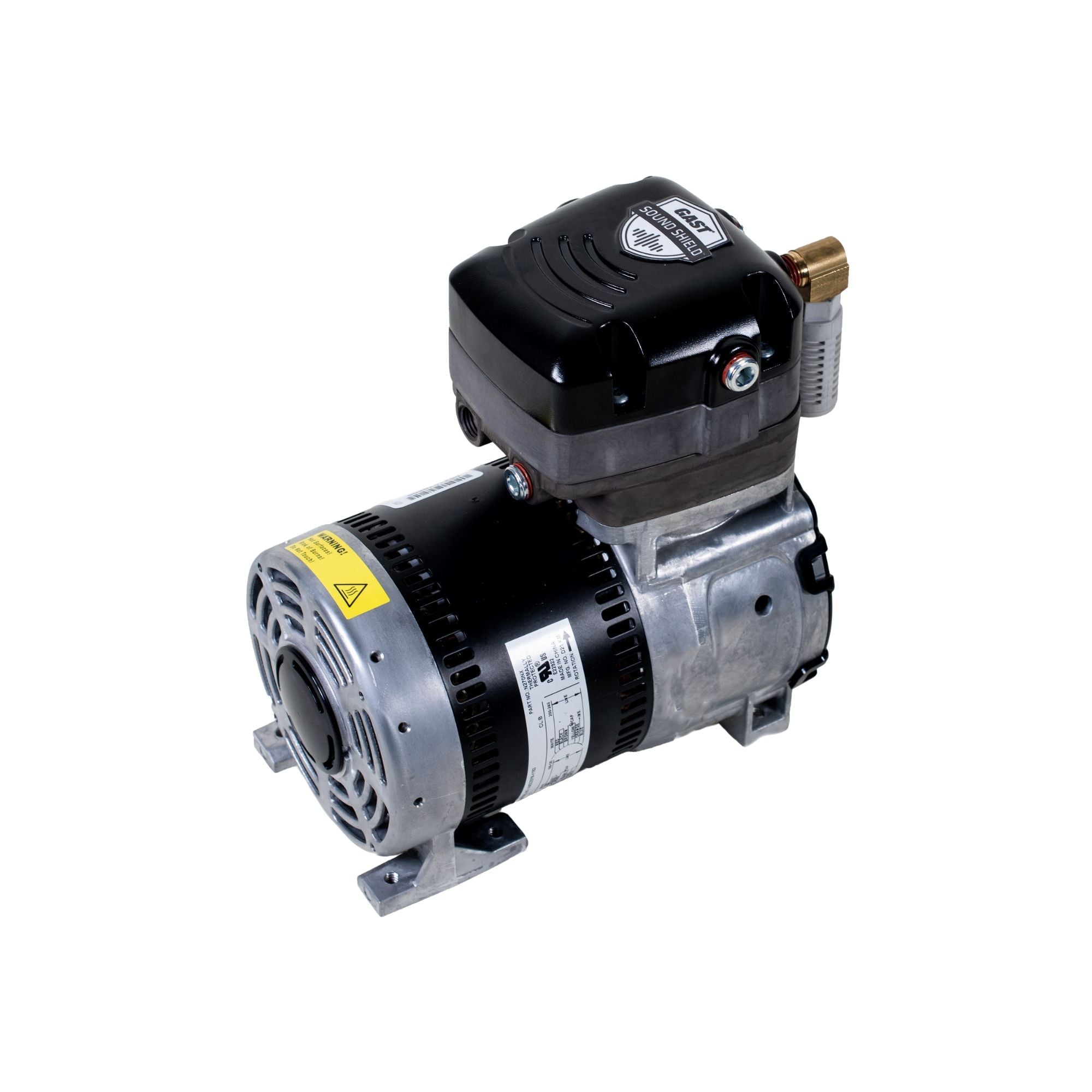 Gast | Oil-less Rocking Piston Compressor, Sound Shield, 50 db(A), 1.4 CFM, 27.5"hg | 86R130-VS101-N270X