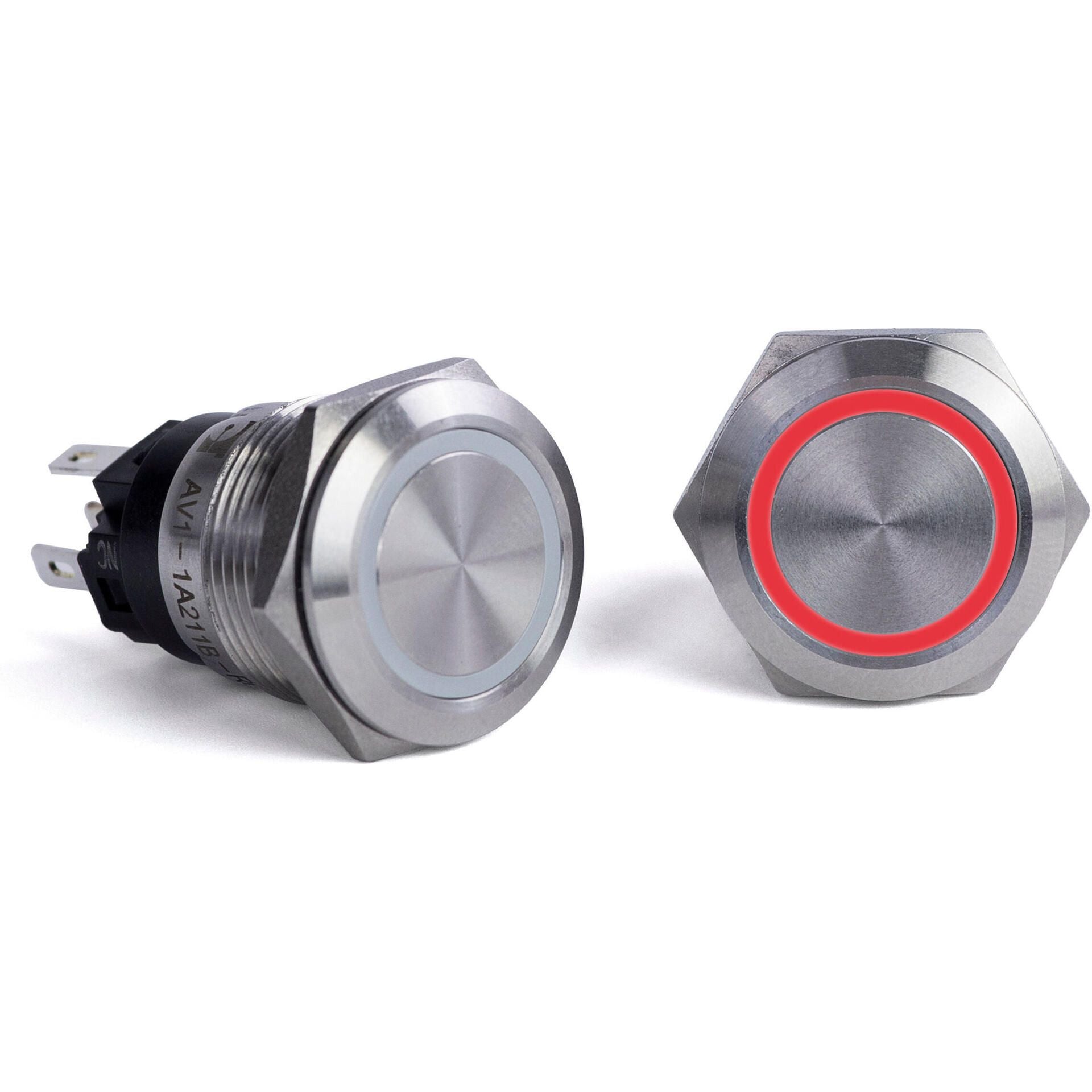 Sierra AV10030R Push-Button Switch, Off/(On), Red Halo LED