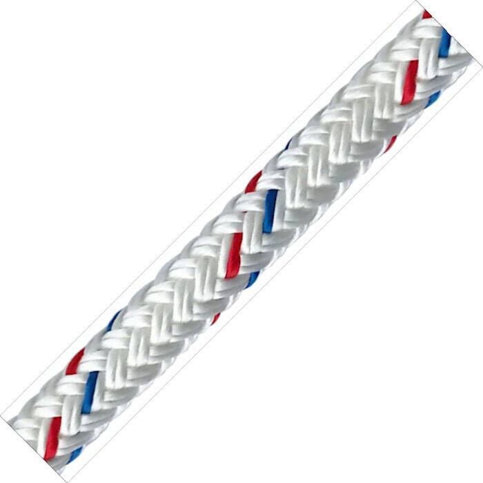 Samson Rope 6.05024E+11 Samson Rope 605024010083 Samson 605024010083, Harbormaster Anchor Line, 3/8" x 100', White w/Red & Blue Tracer