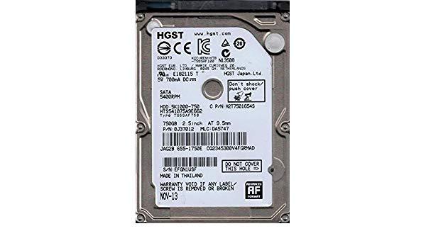 Hitachi HTS541075A9E662 750GB 5400RPM 2.5" Internal SATA Laptop Hard Drive