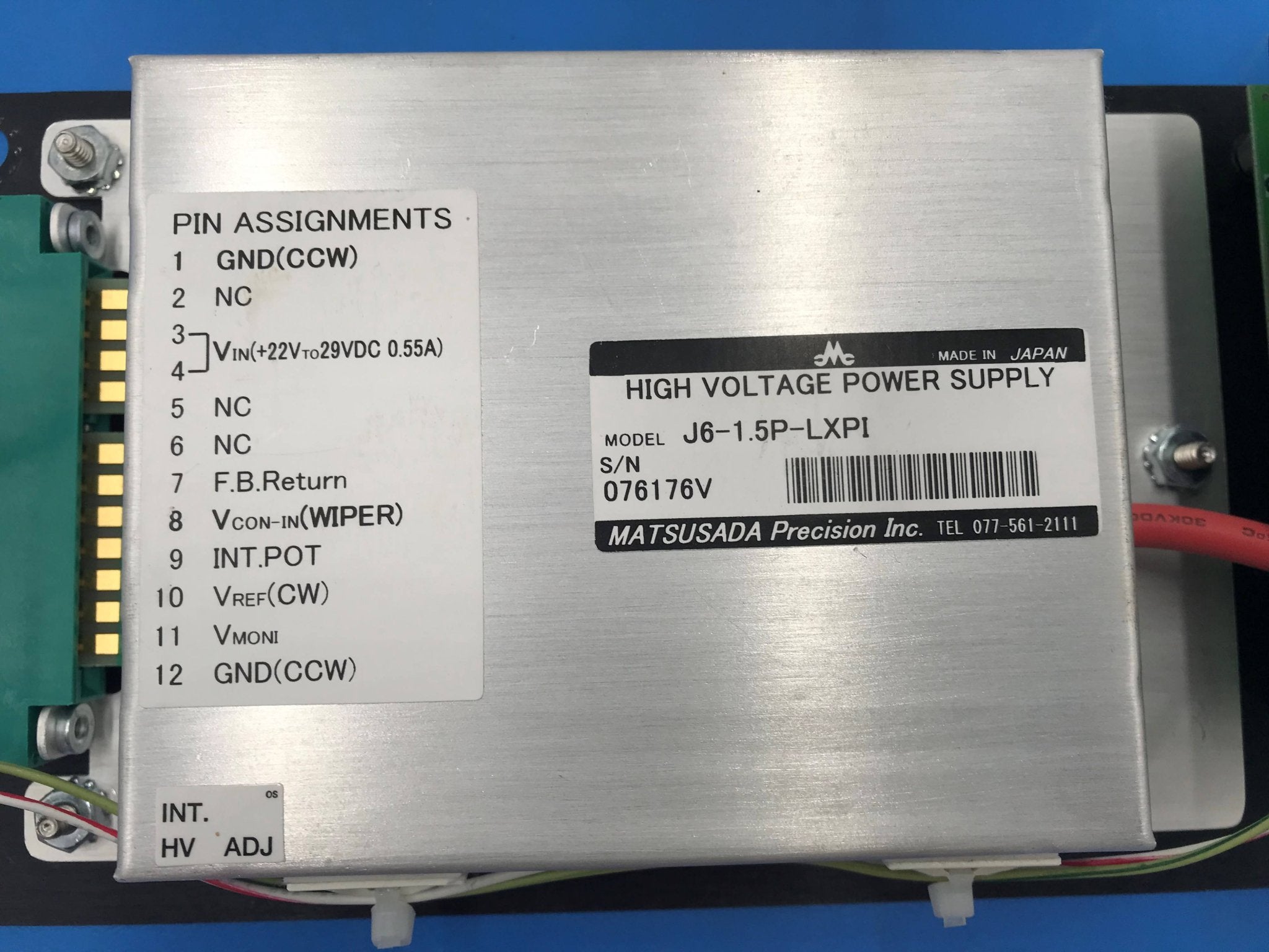 HV Power Supply ASM (904366 Rev A MATSUSADA