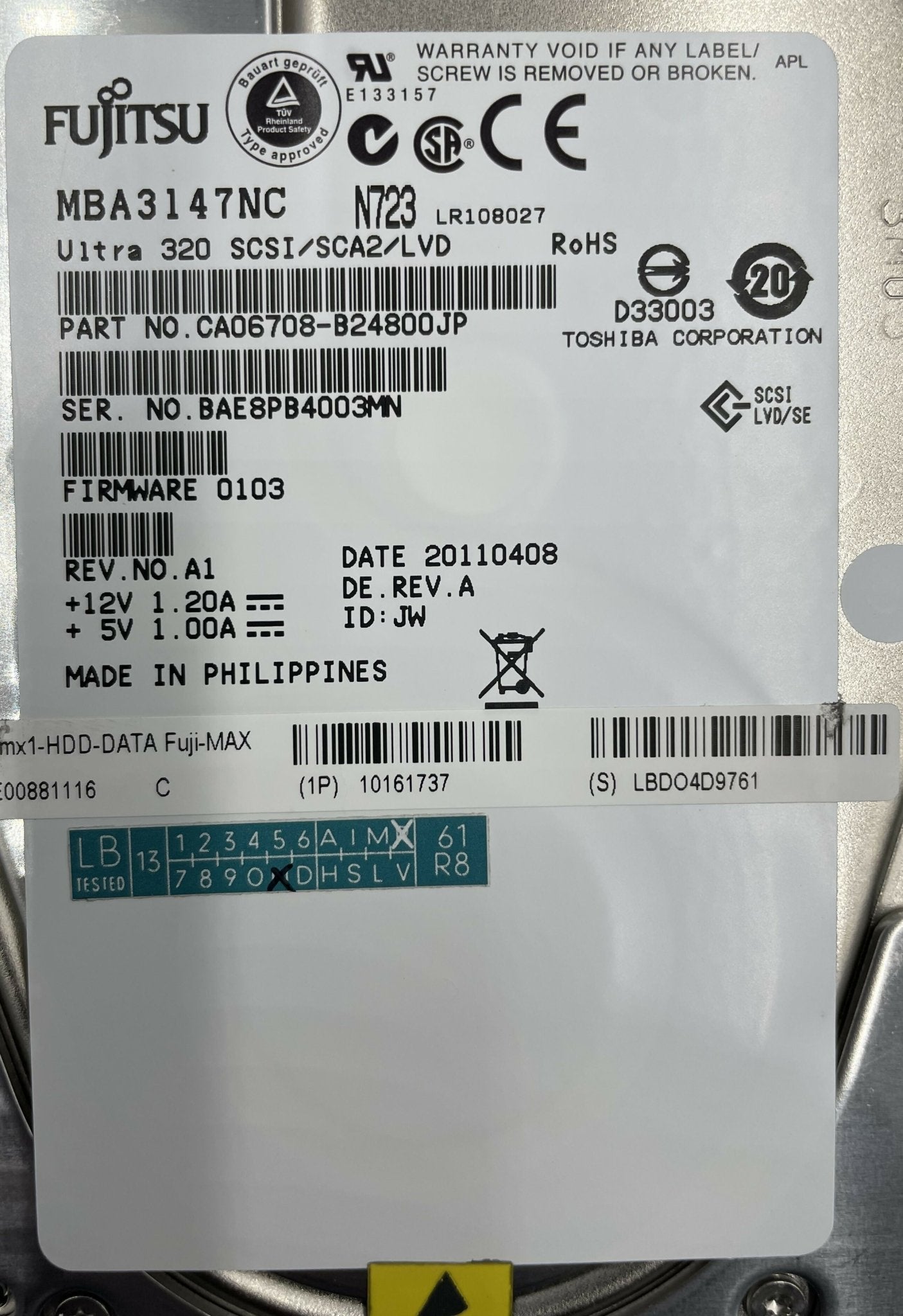 IRSmx1-HDD-DATA Fuji-MAX Fujitsu CA06708-B24800JP (10161737 SIEMENS