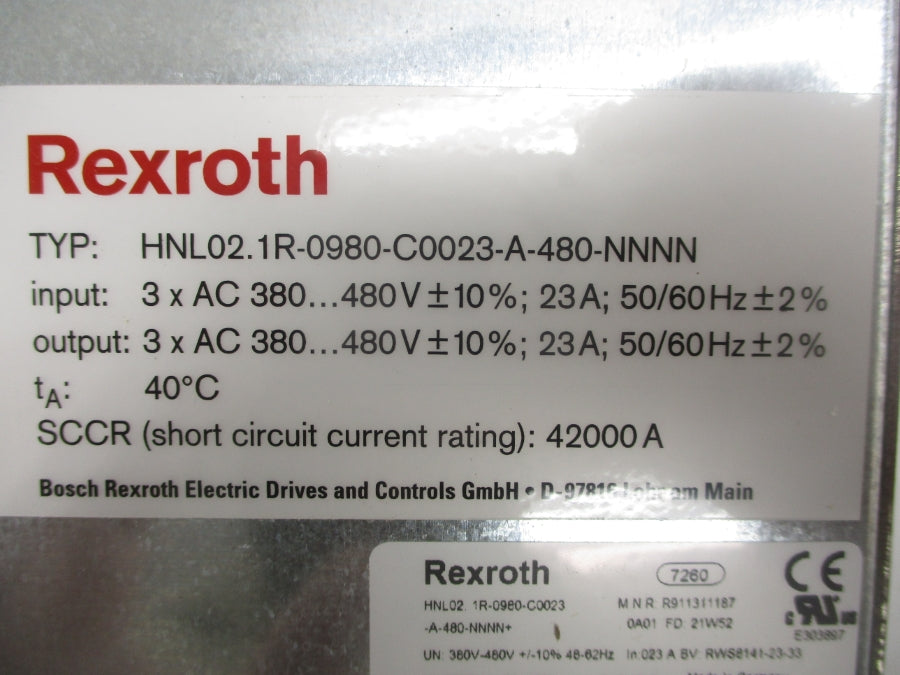 REXROTH HNL02.1R-0980-C0023-A-480-NNNN 380-480V 23A NSMP