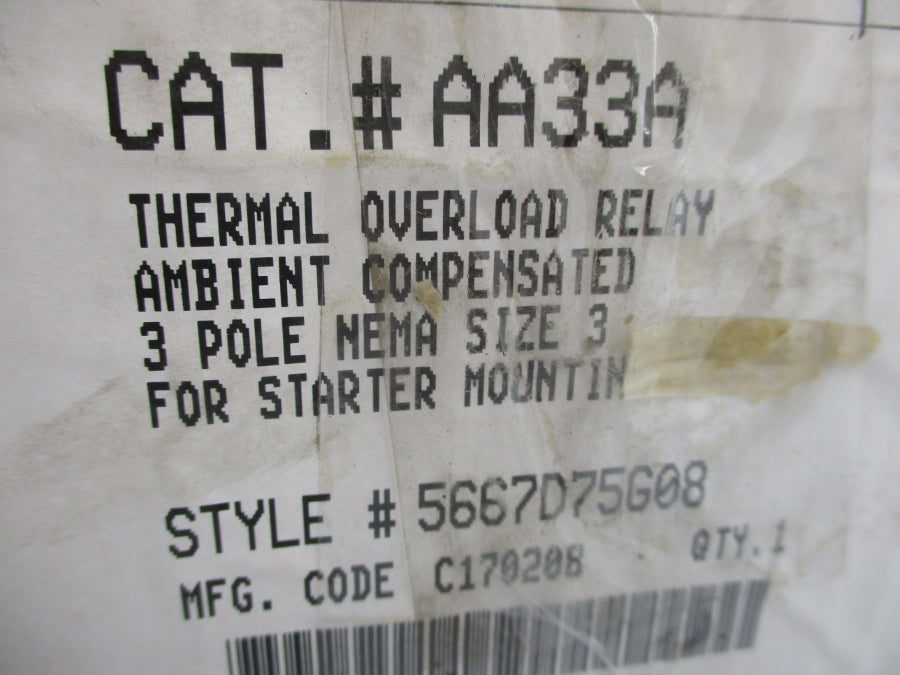 EATON AA33A 5667D75G08 240VAC 2A NSMP