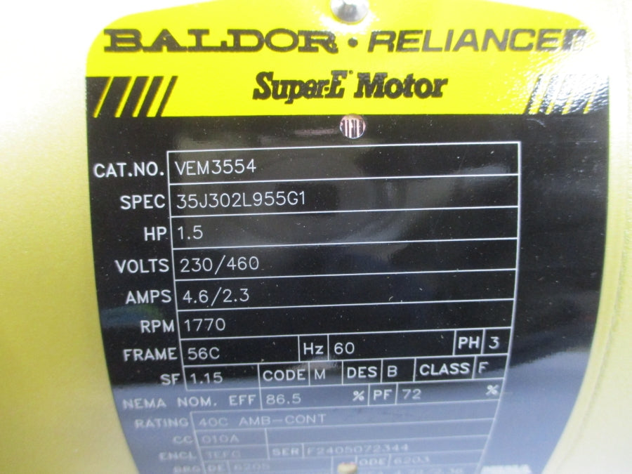 BALDOR VEM3554 35J302L955G1 230/460V 4.6/2.3A NSNP