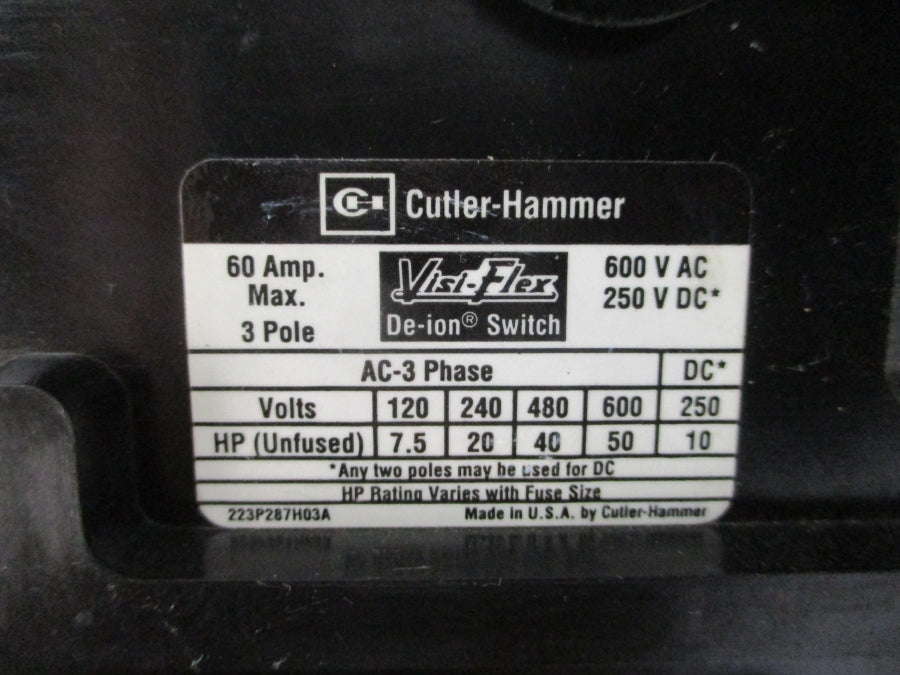 CUTLER HAMMER 2607D63G05 600VAC 60A (AS PICTURED) NSNP