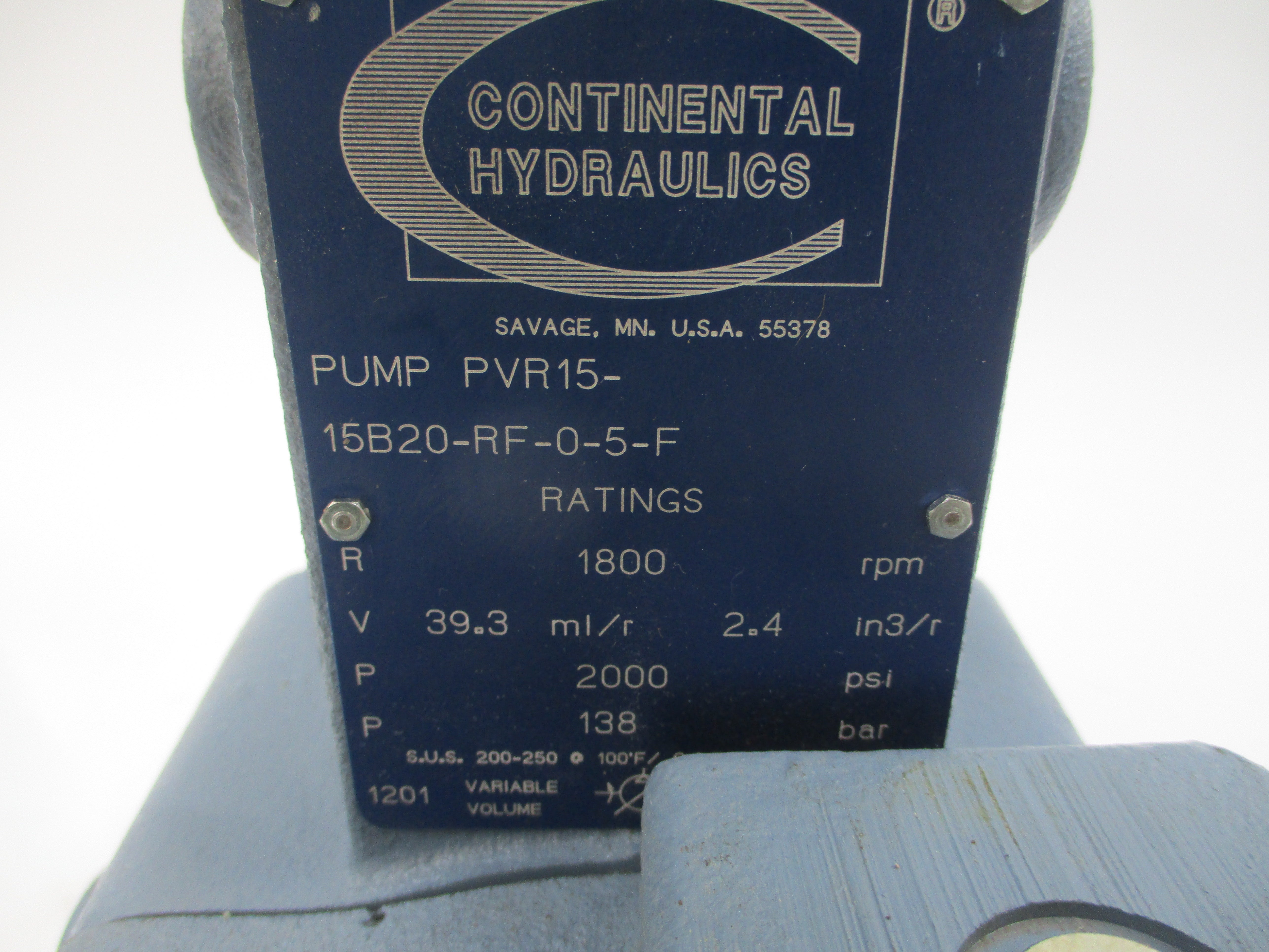 CONTINENTAL HYDRAULICS PVR15-15B20-RF-0-5-F 39.3V 2000PSI NSNP