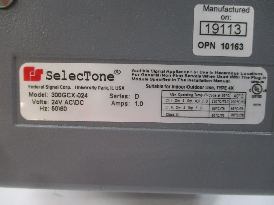 FEDERAL SIGNAL 300GCX-024 SER. D 24VAC/DC 1.0A NSNP