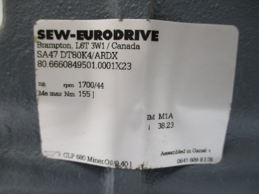 SEW-EURODRIVE SA47DT80K4/ARDX 240/480V 2.75/1.38A NSNP