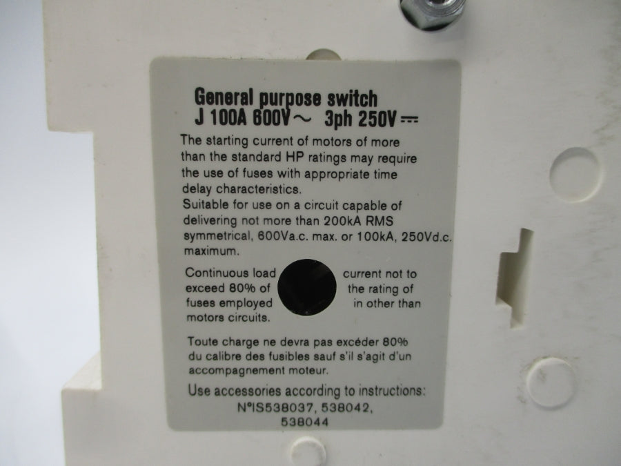 EATON R9K3100FJ W/HANDLE 600V 100A NSNP