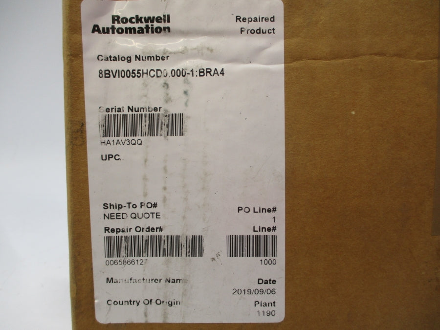 B&R AUTOMATION 8BVI0055HCD0.000-1 480VAC 7.6A REV. Q0 REMAN