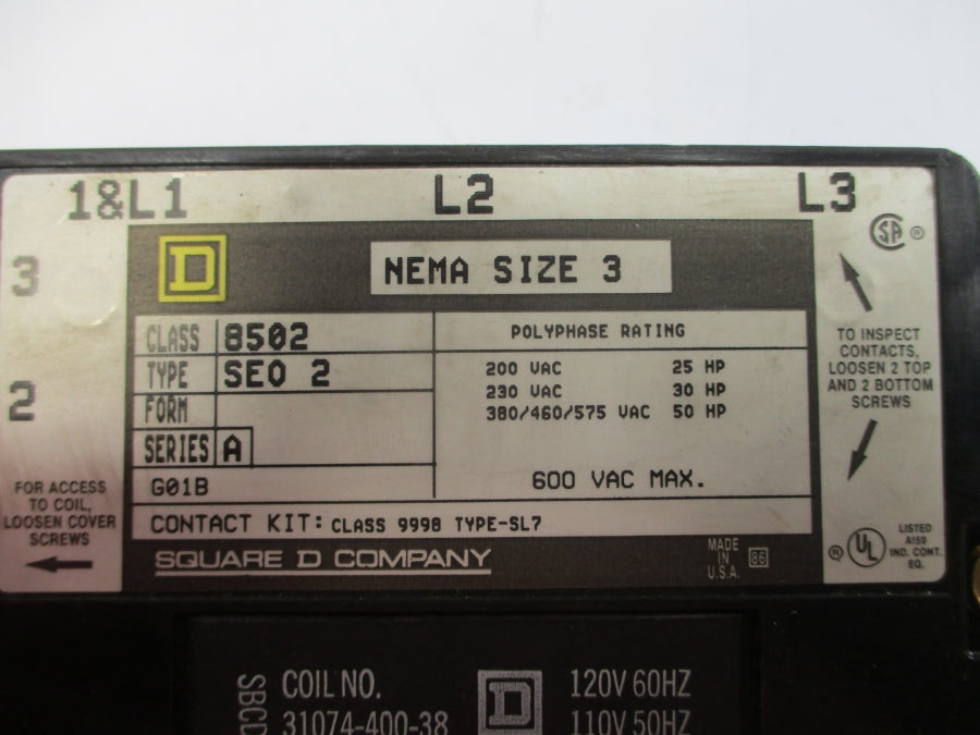 SQUARE D 8502SEO2V02 SER. A 110/120V NSNP