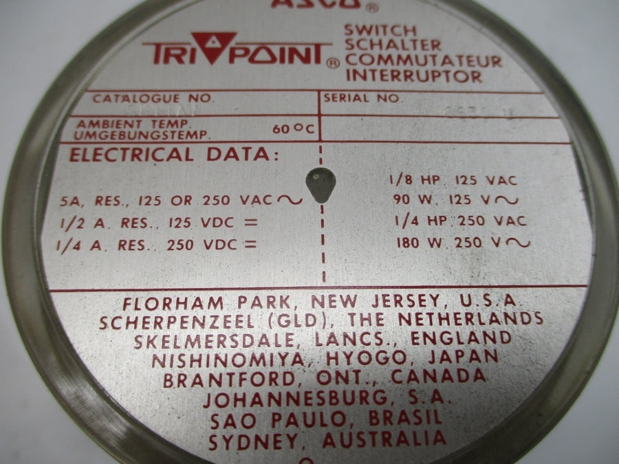 ASCO SB11AV 125/250VAC 5A 0-100PSI NSMP