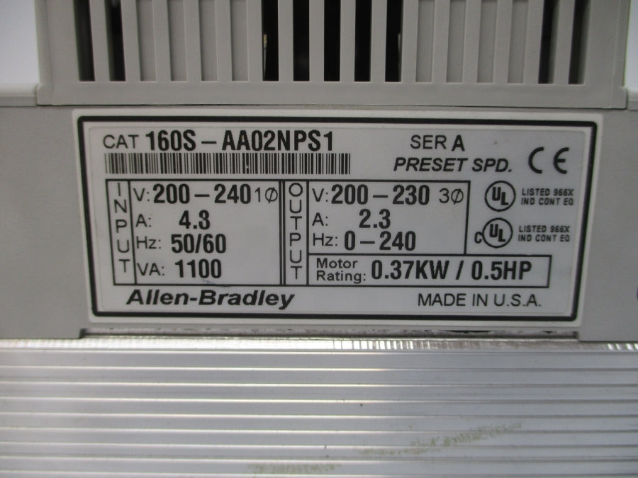 ALLEN BRADLEY 160S-AA02NPS1 SER. A 200-240V 4.3A (BR/WH) NSMP